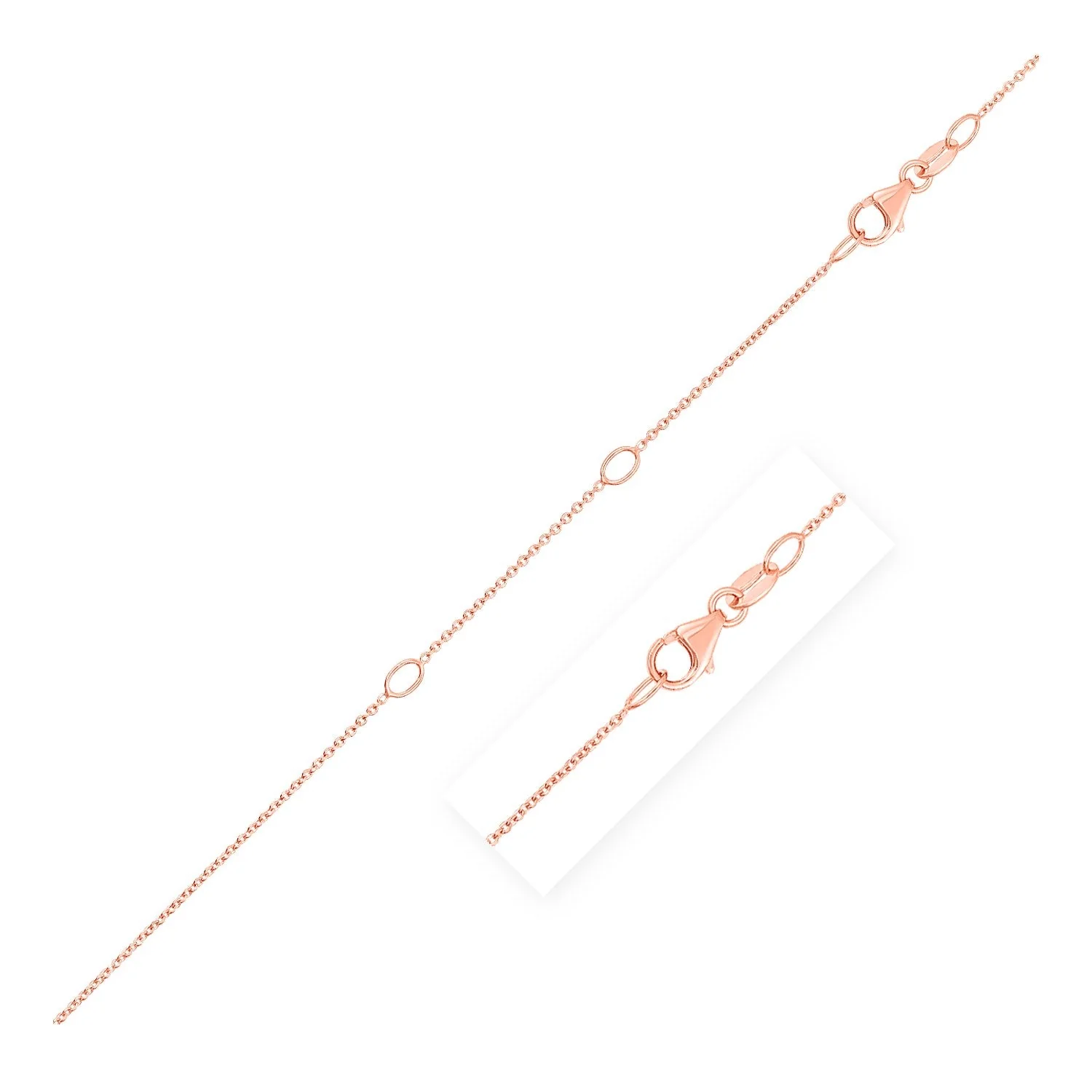 Double Extendable Cable Chain in 14k Rose Gold (1.0mm) - Image 4