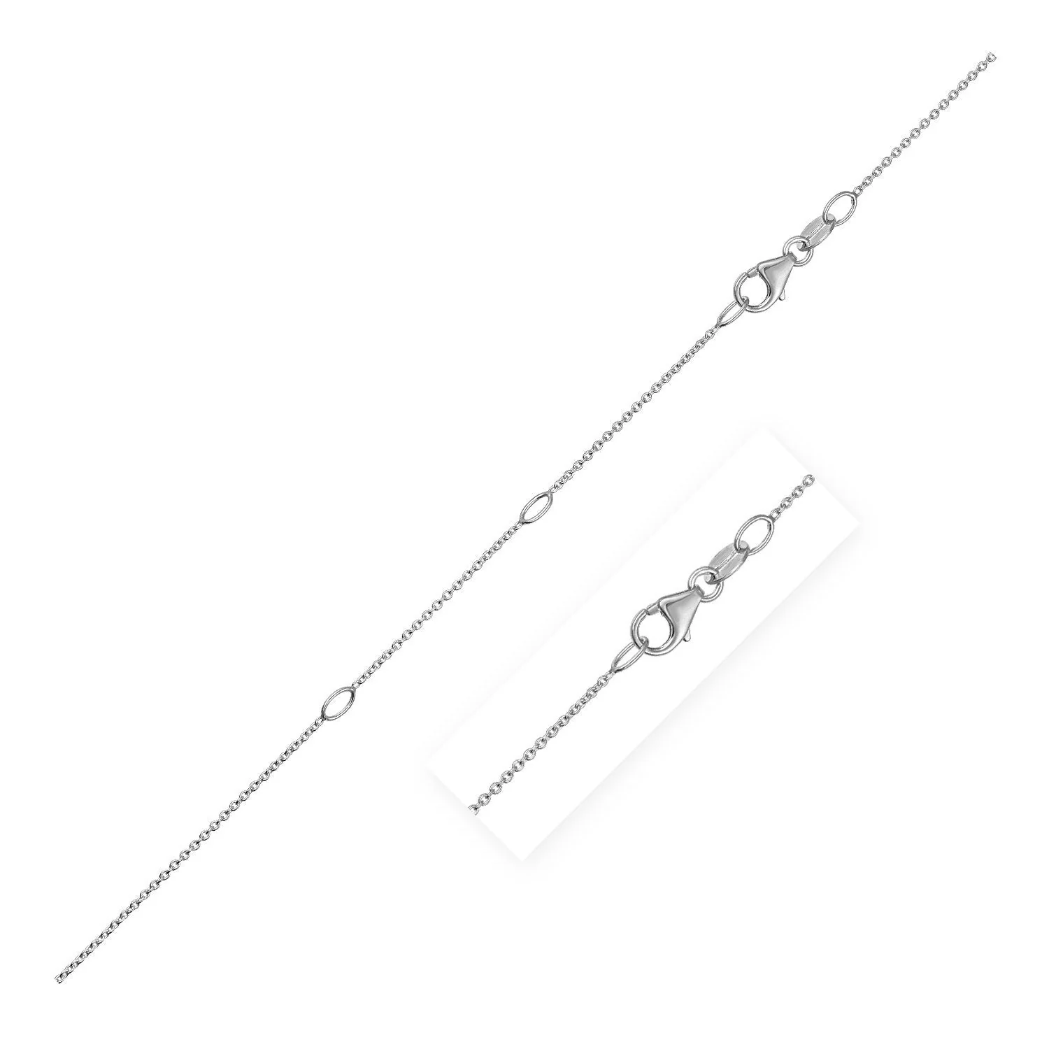 Double Extendable Cable Chain in 14k White Gold (0.85mm) - Image 3