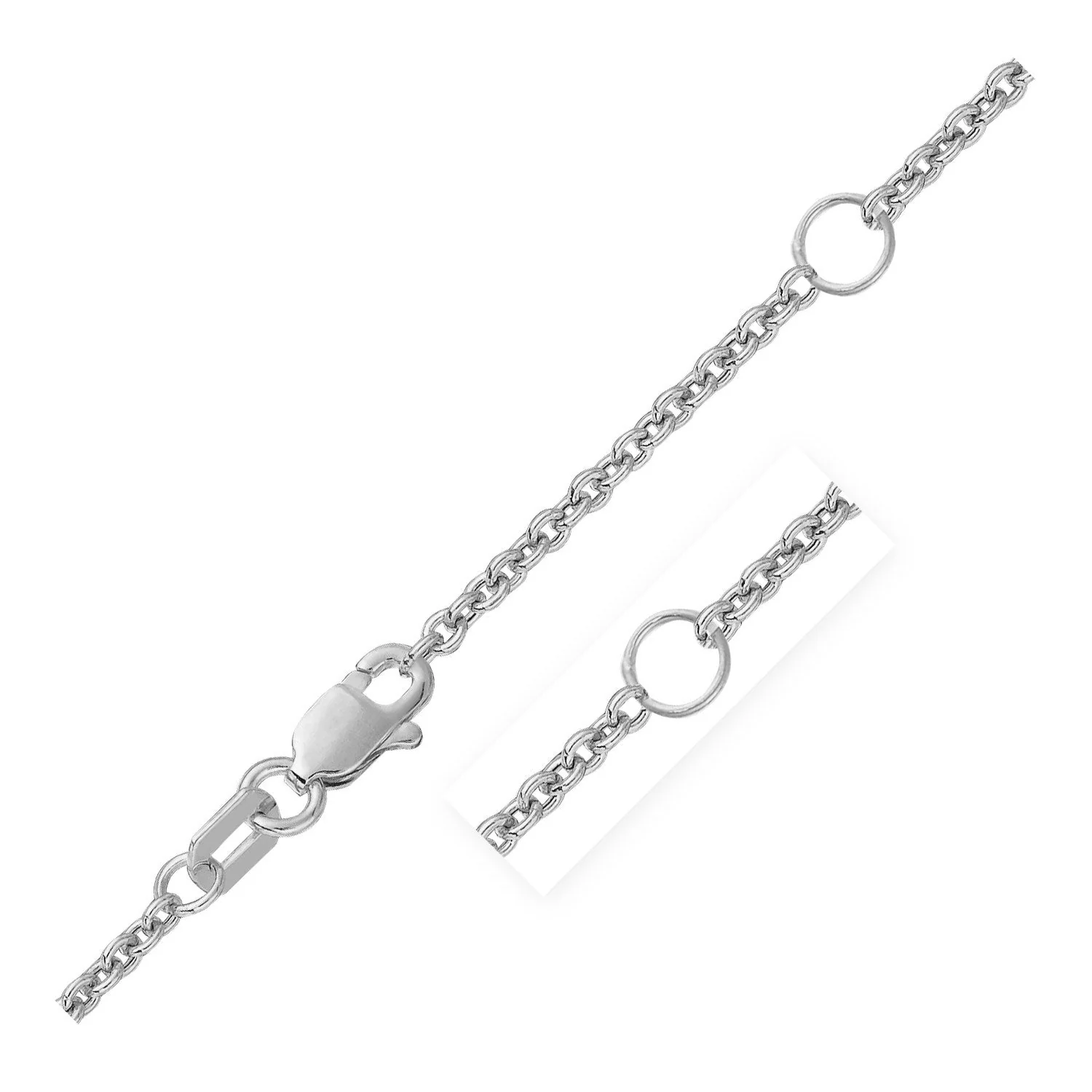 Double Extendable Cable Chain in 14k White Gold (1.9mm) - Image 4