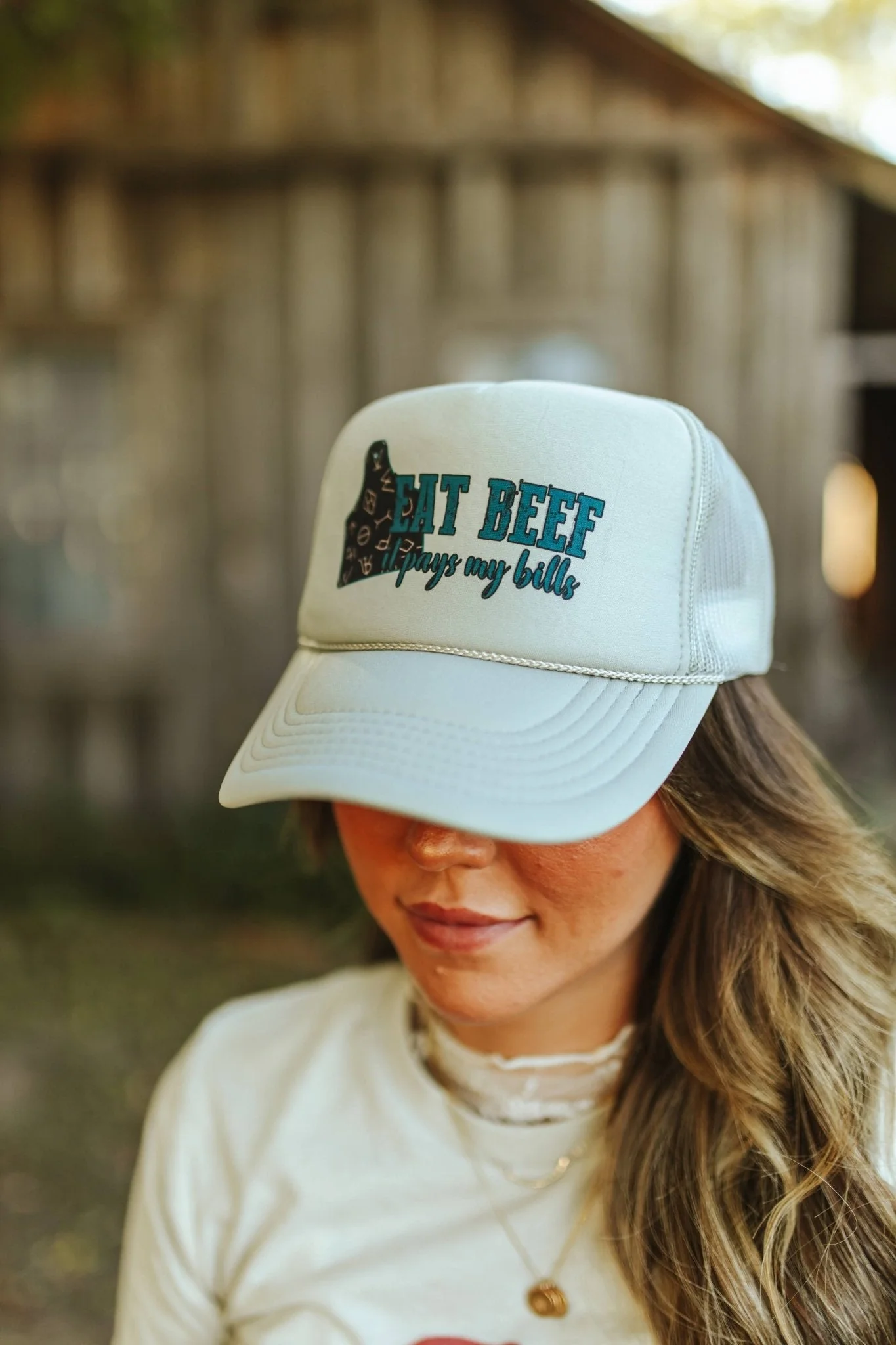 Eat Beef It Pays My Bills Trucker Hat - Image 3