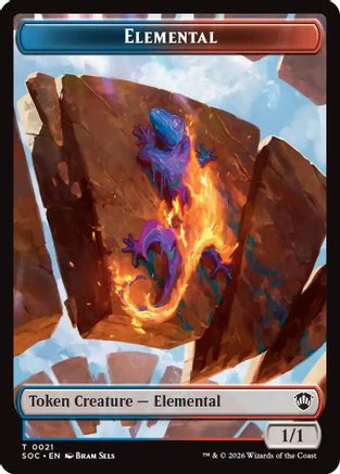 Elemental (0021) // Phyrexian Myr Double-Sided Token (SOC-21 // 8) - Commander: Secrets of Strixhaven