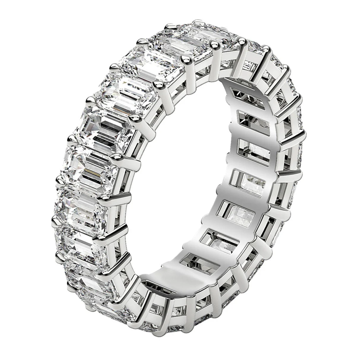 Emerald Cut Lab Grown Diamond Eternity Ring in 14k White Gold (4 cttw FG/VS2) - Image 10