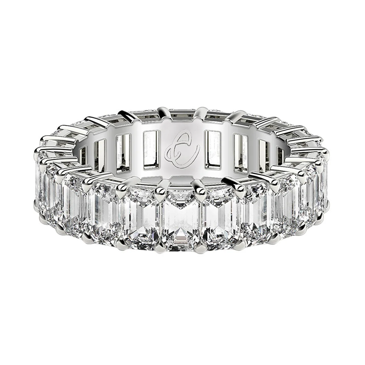Emerald Cut Lab Grown Diamond Eternity Ring in 14k White Gold (4 cttw FG/VS2) - Image 2