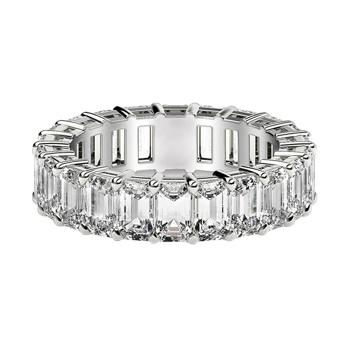 Emerald Cut Lab Grown Diamond Eternity Ring in 14k White Gold (4 cttw FG/VS2) - Image 8