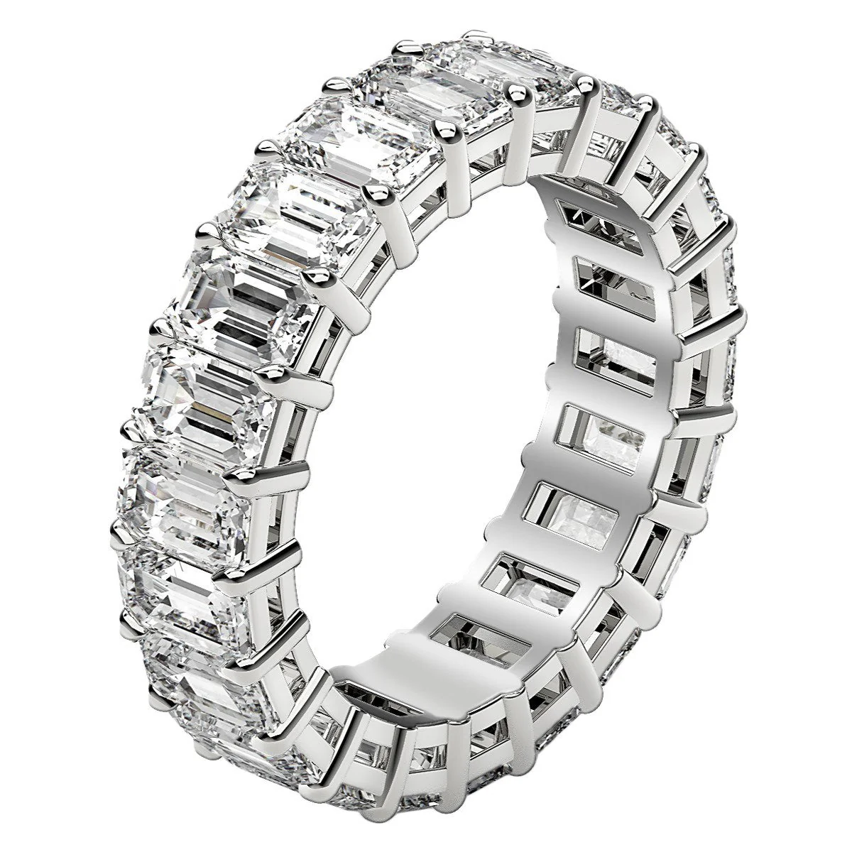Emerald Cut Lab Grown Diamond Eternity Ring in 14k White Gold (6 cttw FG/VS2) - Image 10