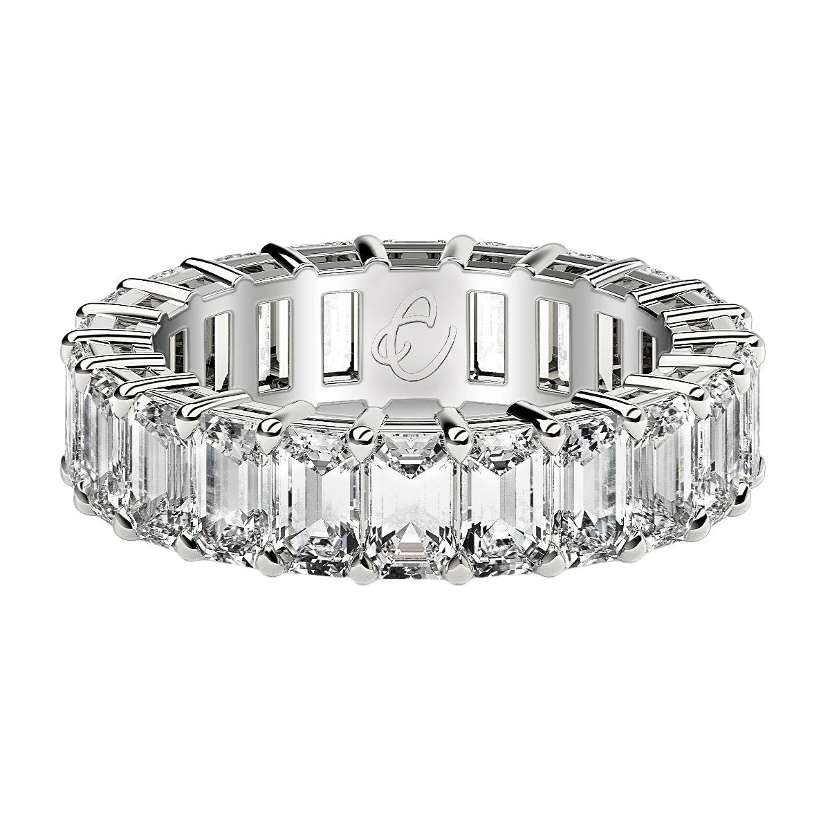 Emerald Cut Lab Grown Diamond Eternity Ring in 14k White Gold (6 cttw FG/VS2) - Image 2