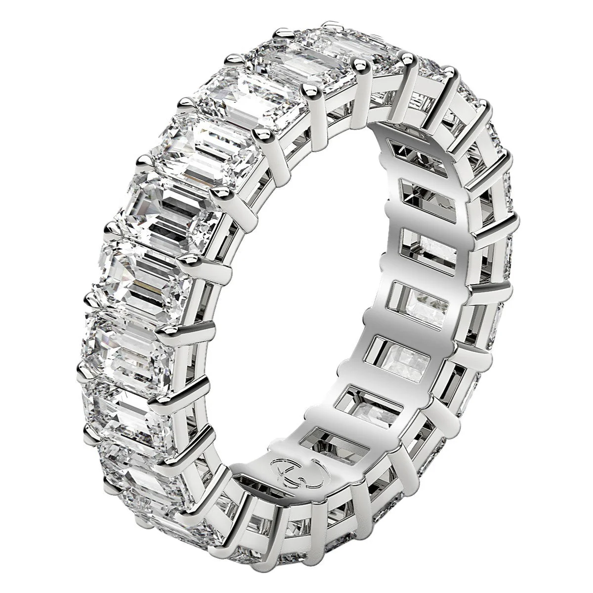 Emerald Cut Lab Grown Diamond Eternity Ring in 14k White Gold (6 cttw FG/VS2) - Image 4