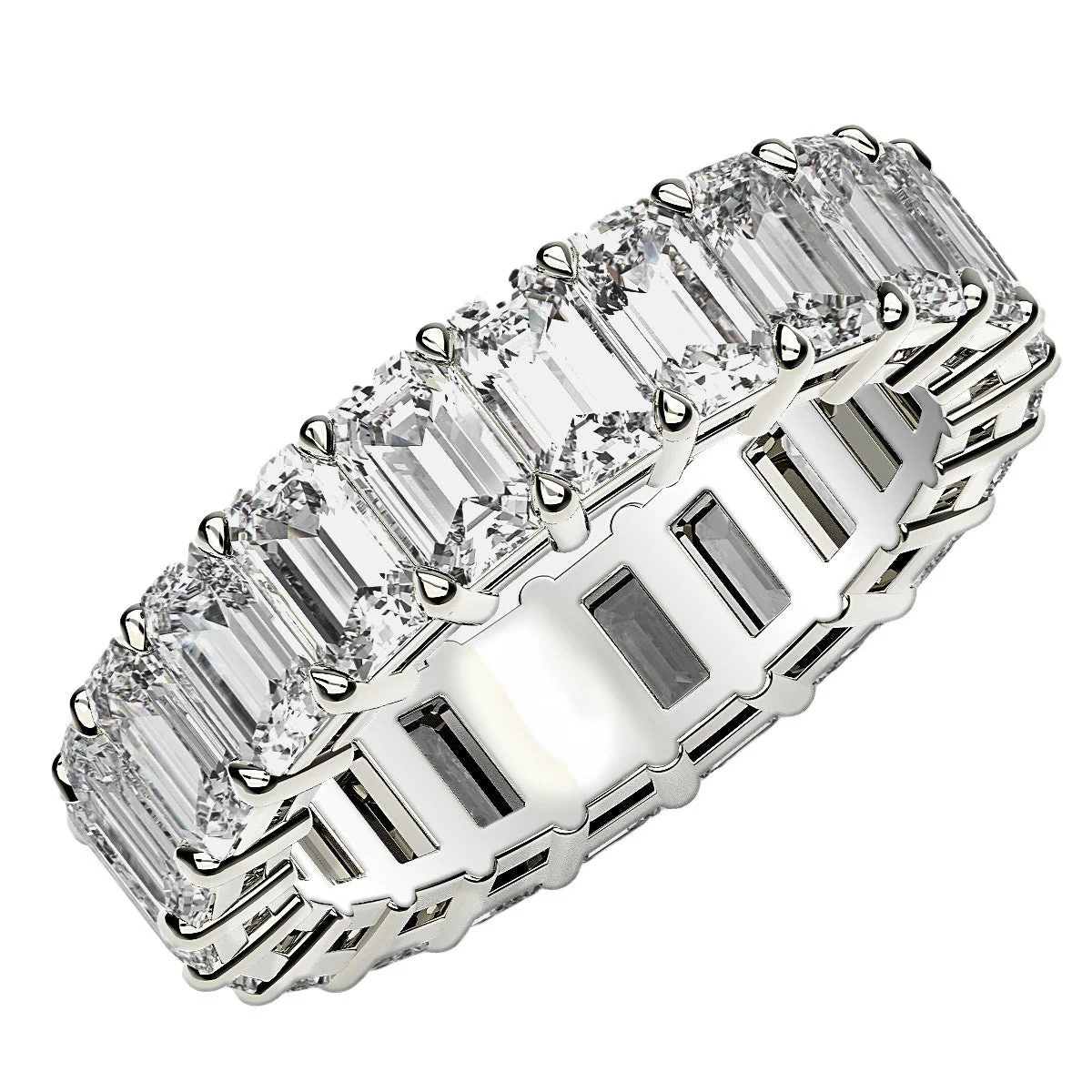 Emerald Cut Lab Grown Diamond Eternity Ring in 14k White Gold (6 cttw FG/VS2) - Image 7