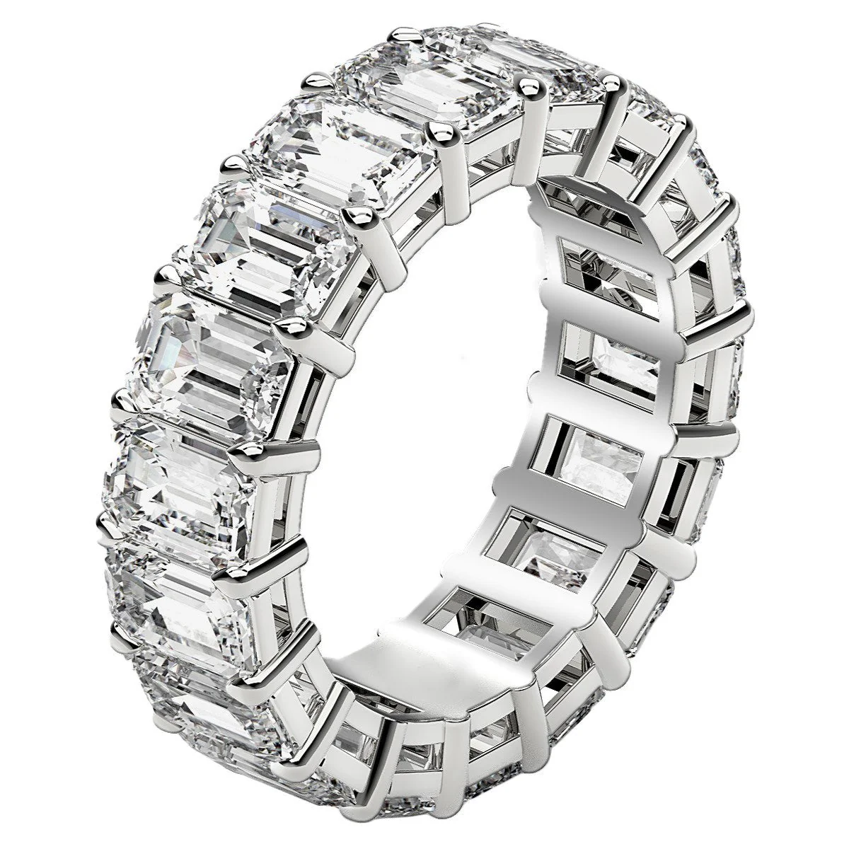 Emerald Cut Lab Grown Diamond Eternity Ring in 14k White Gold (8 cttw FG/VS2) - Image 10