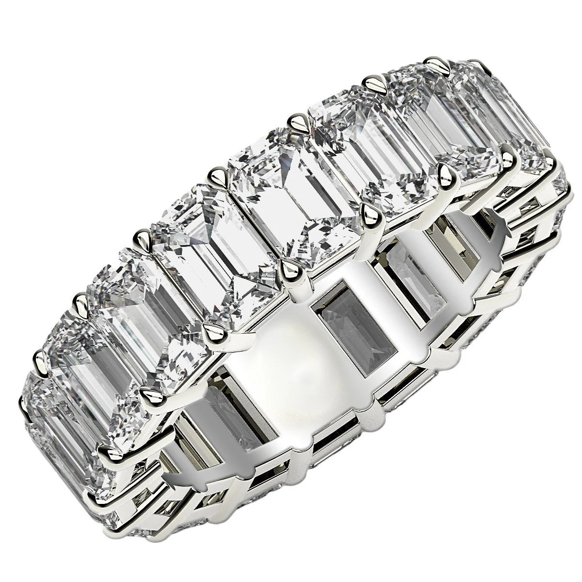 Emerald Cut Lab Grown Diamond Eternity Ring in 14k White Gold (8 cttw FG/VS2) - Image 7