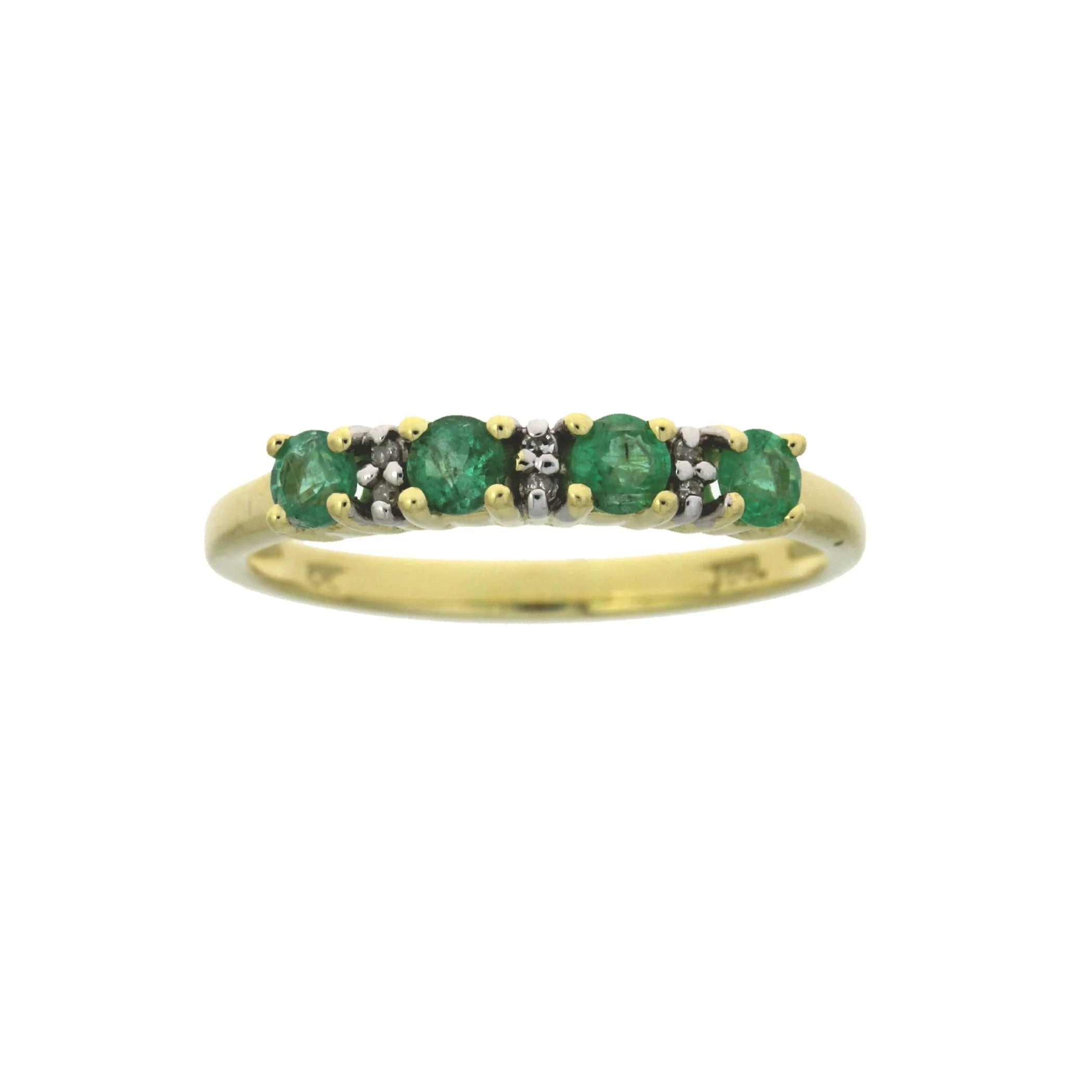 Emerald Diamond Fashion band rings 10KT Yellow Gold - Image 4