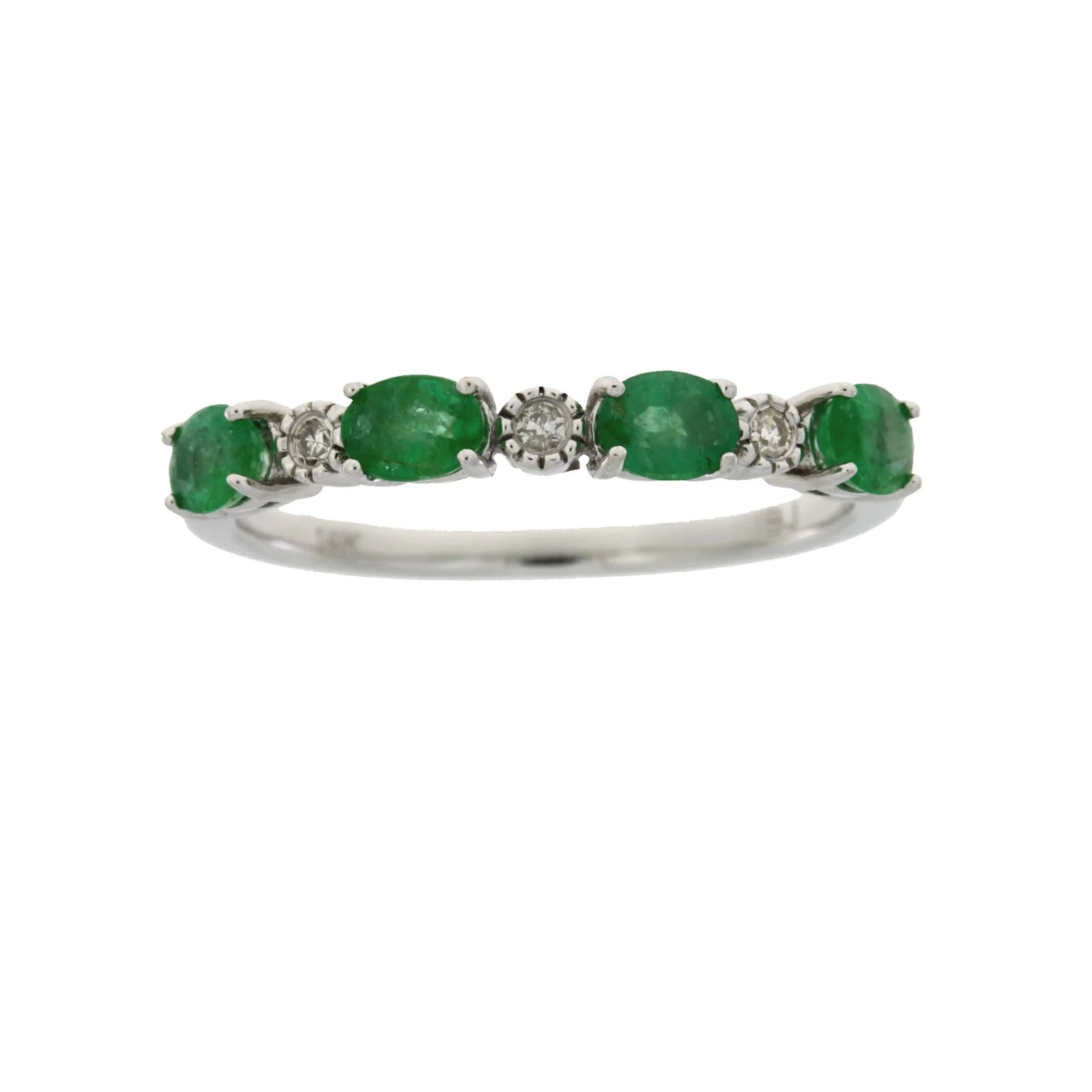 Emerald Diamond Fashion band rings 14KT White Gold - Image 4