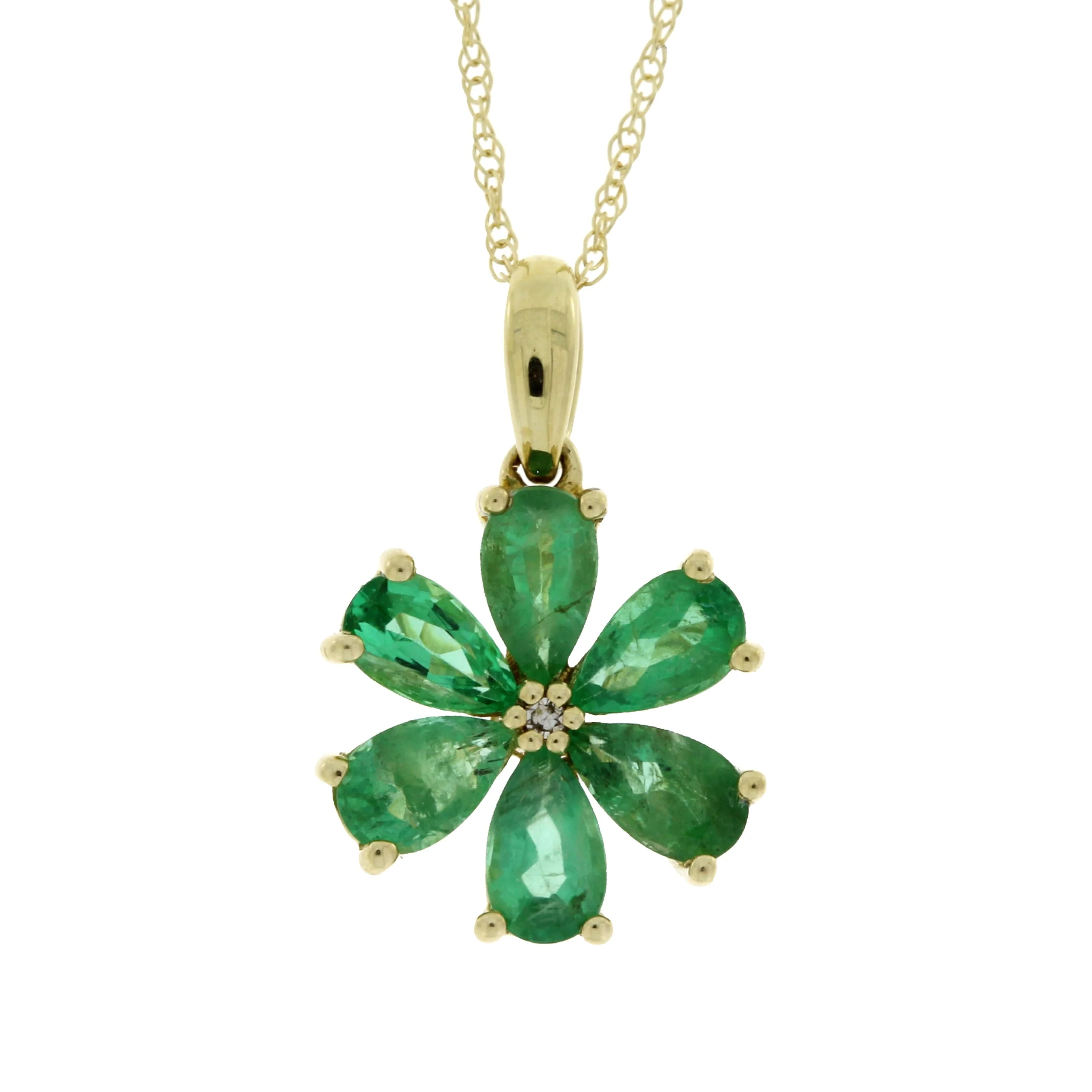 Emerald Diamond Fashion Pendants 14KT Yellow Gold - Image 3