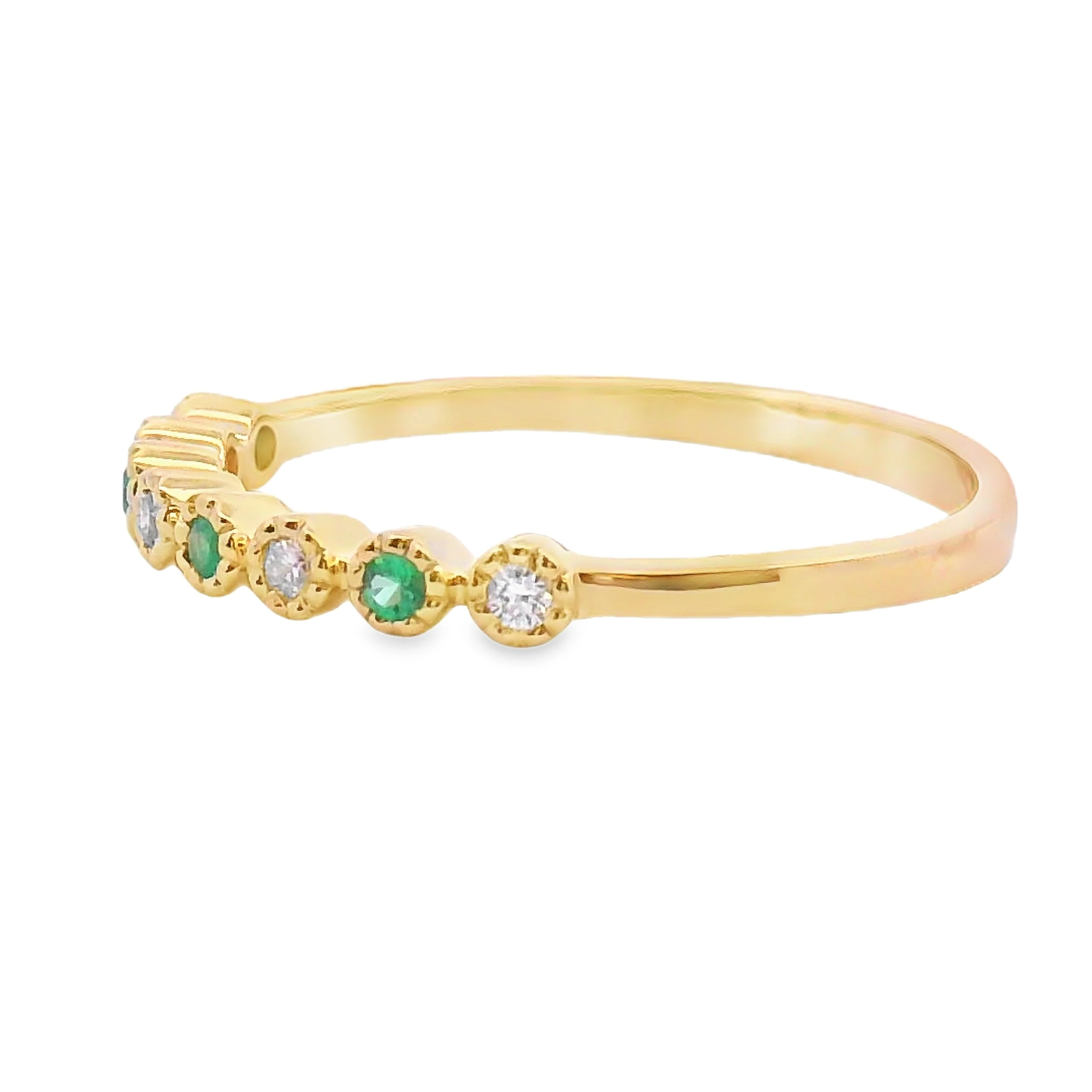 Emerald Diamond stackable band set 14KT Yellow Gold - Image 2