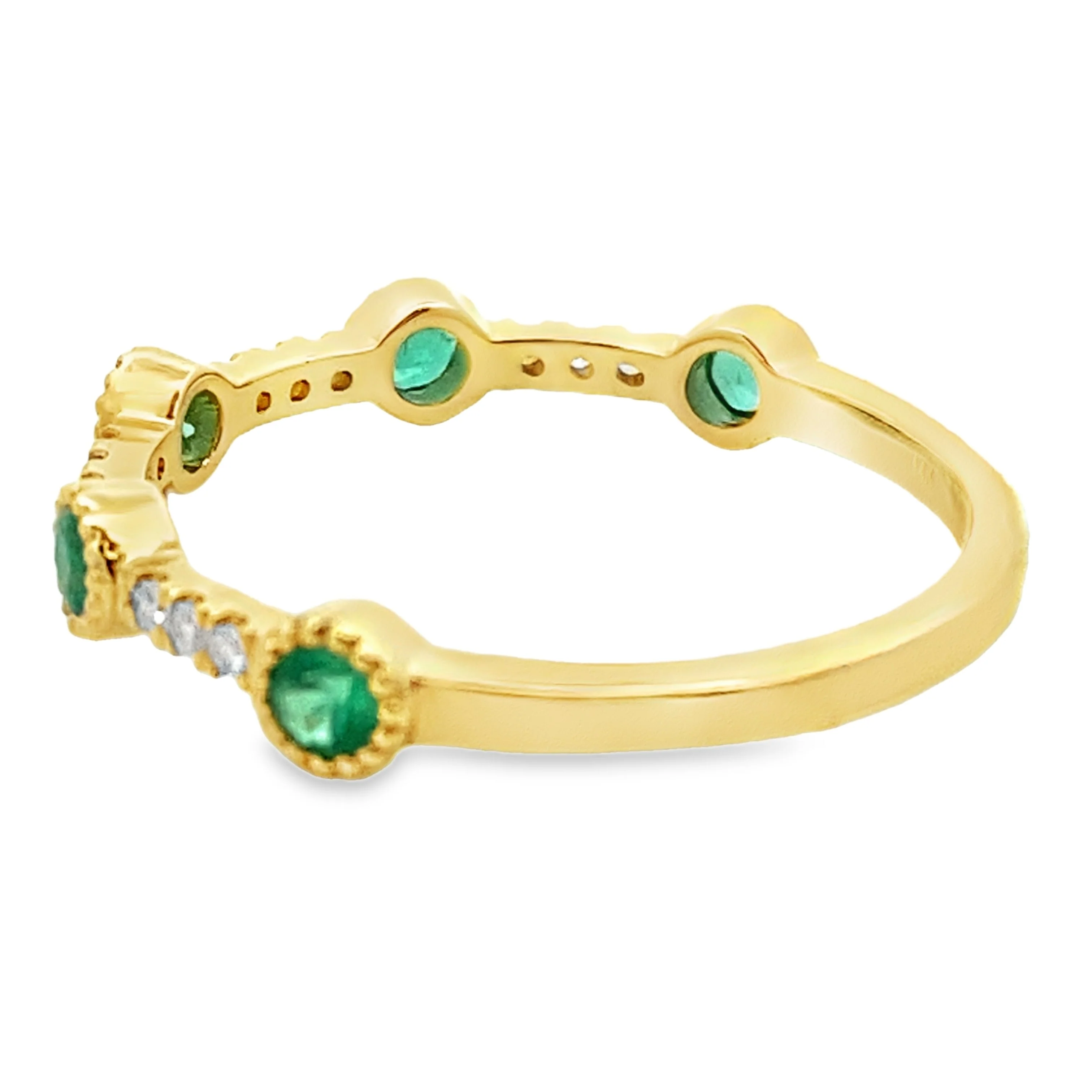 Emerald Diamond stackable band set 14KT Yellow Gold - Image 2