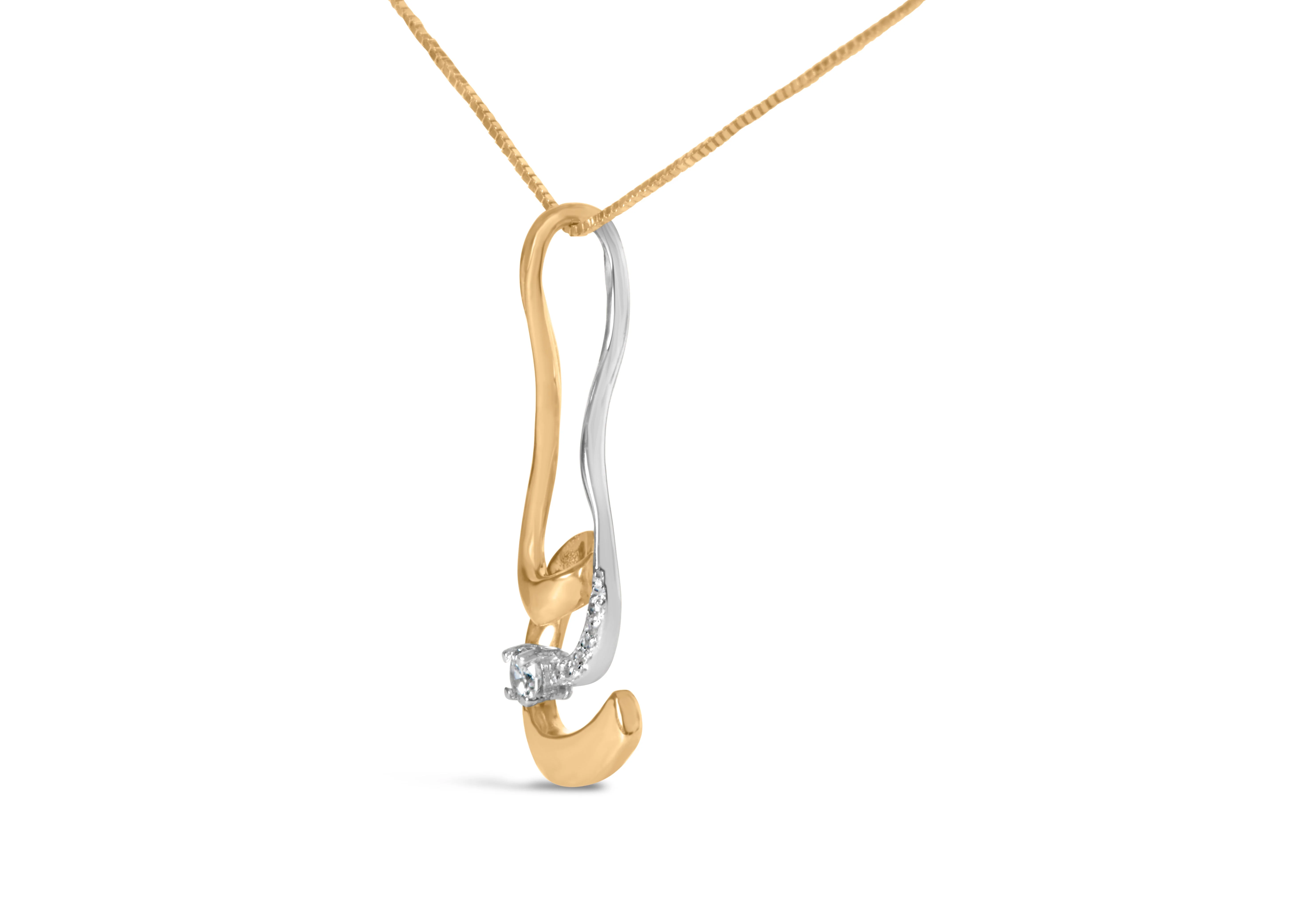 Espira 10K Two-Tone Gold 1/10 cttw Round Cut Diamond Swirl Pendant Necklace (I-J, I2-I3) - Image 6