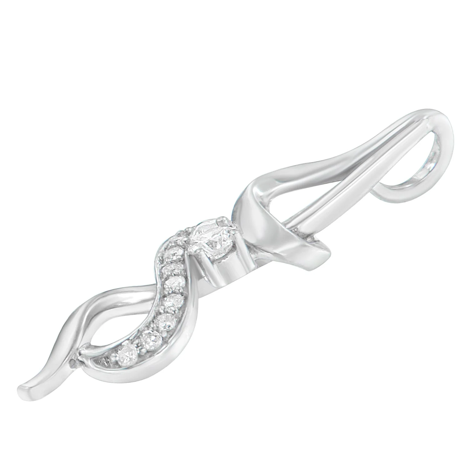 Espira 10K White Gold 1/5 cttw Round Cut Diamond Swirl Pendant Necklace (J-K, I1-I2) - Image 4