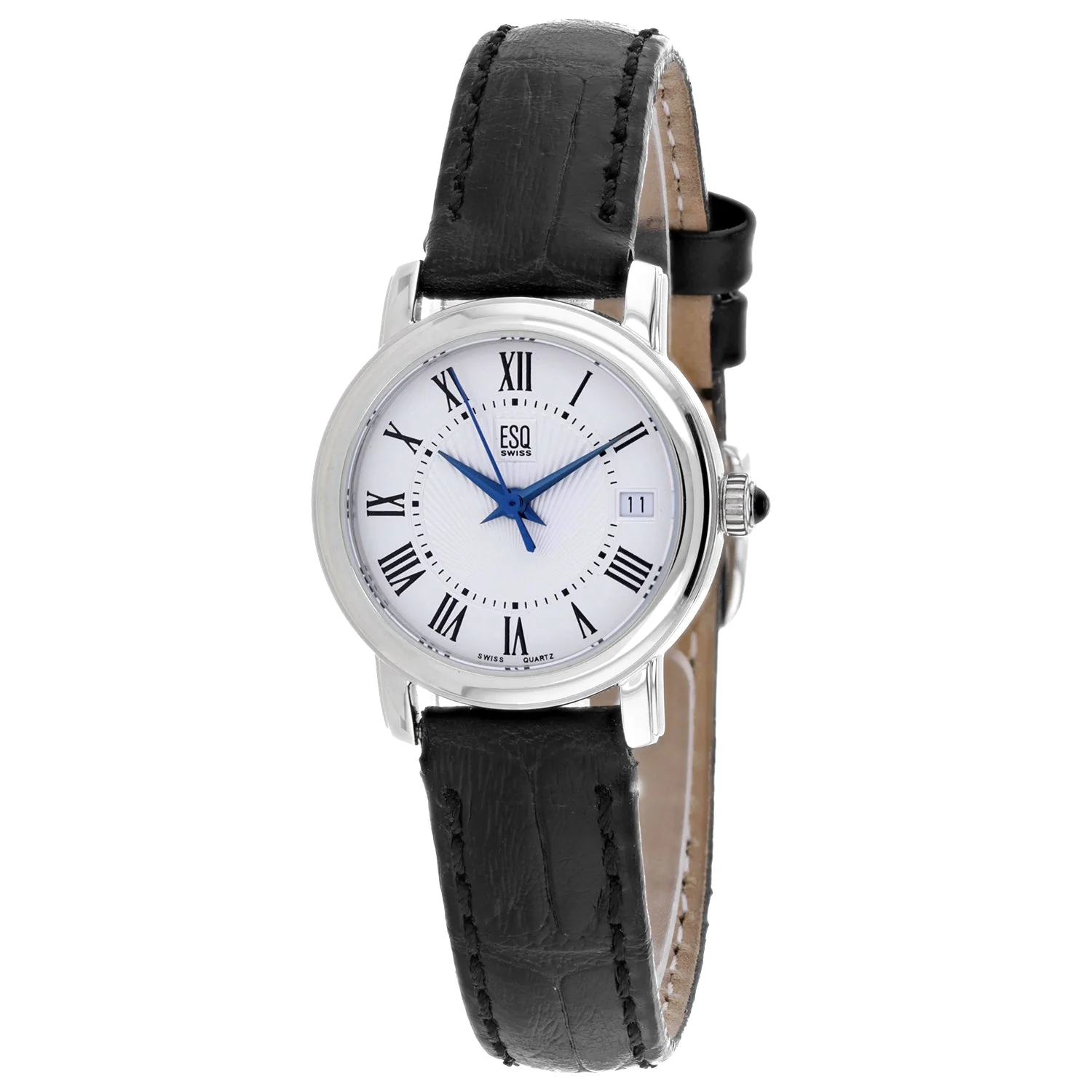 ESQ Women's Black Leather Silver Stainless Steel Quartz - Image 2