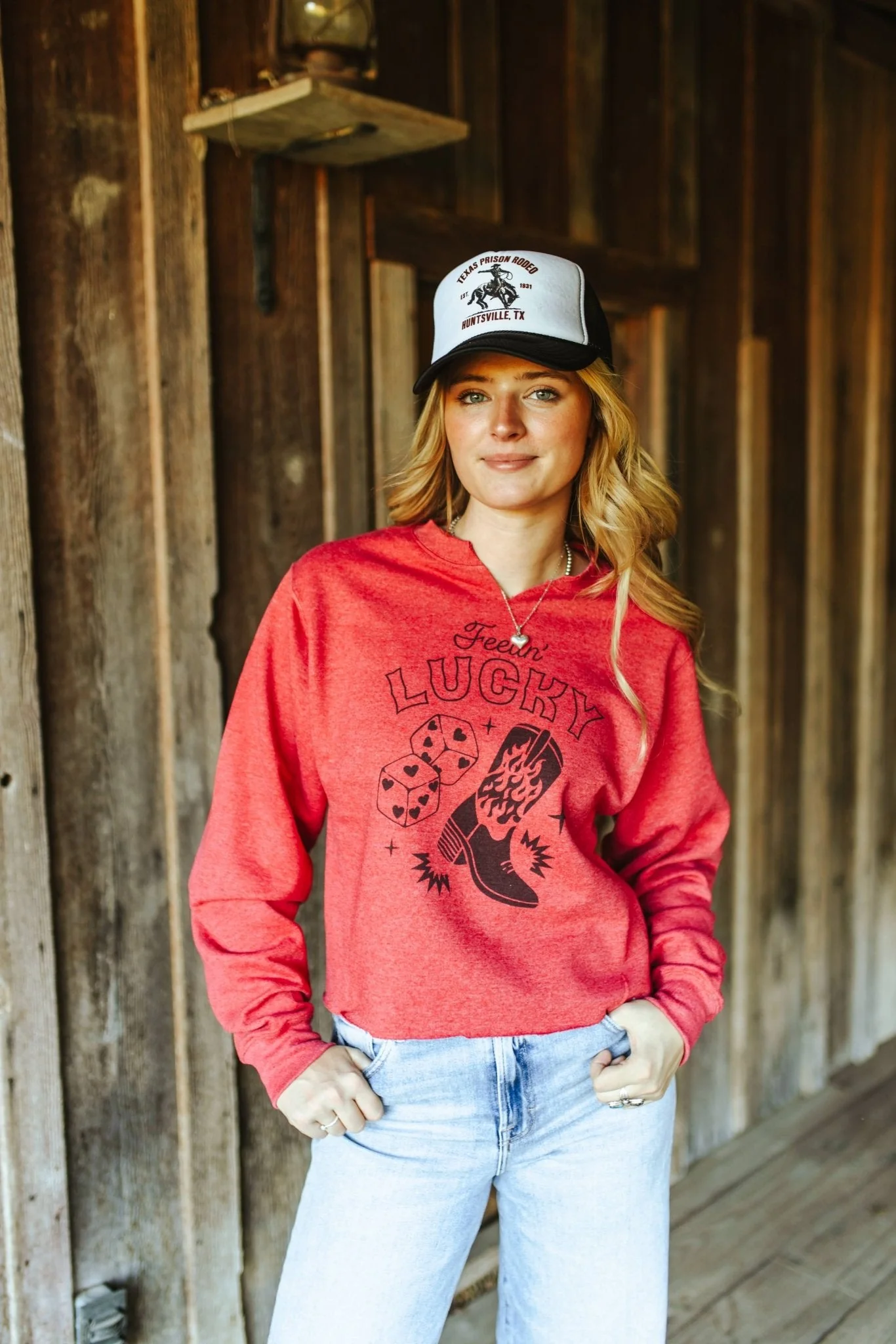 Feelin' Lucky Raw Hem V-Neck Crop Graphic Sweatshirt - Image 2