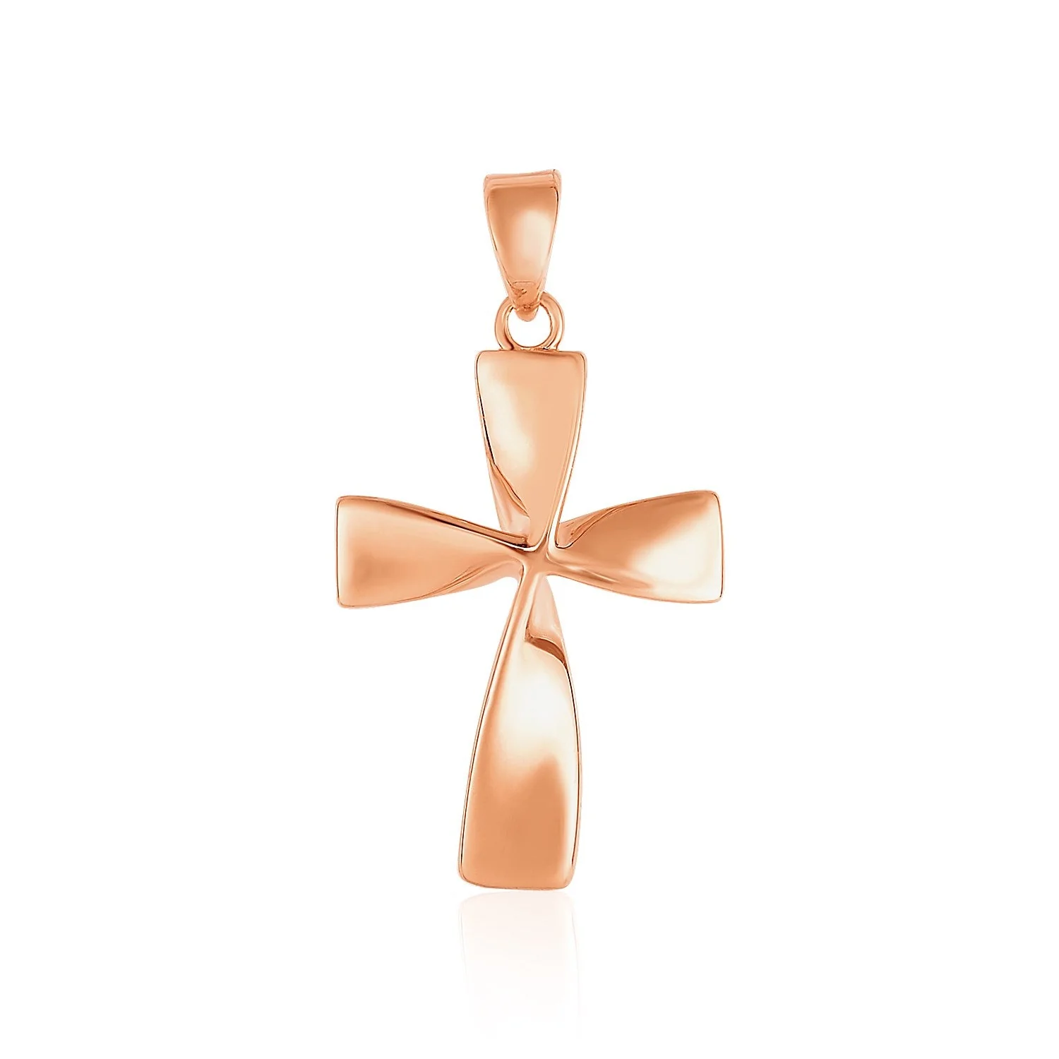 Flat Twisted Cross Pendant in 14k Rose Gold - Image 3
