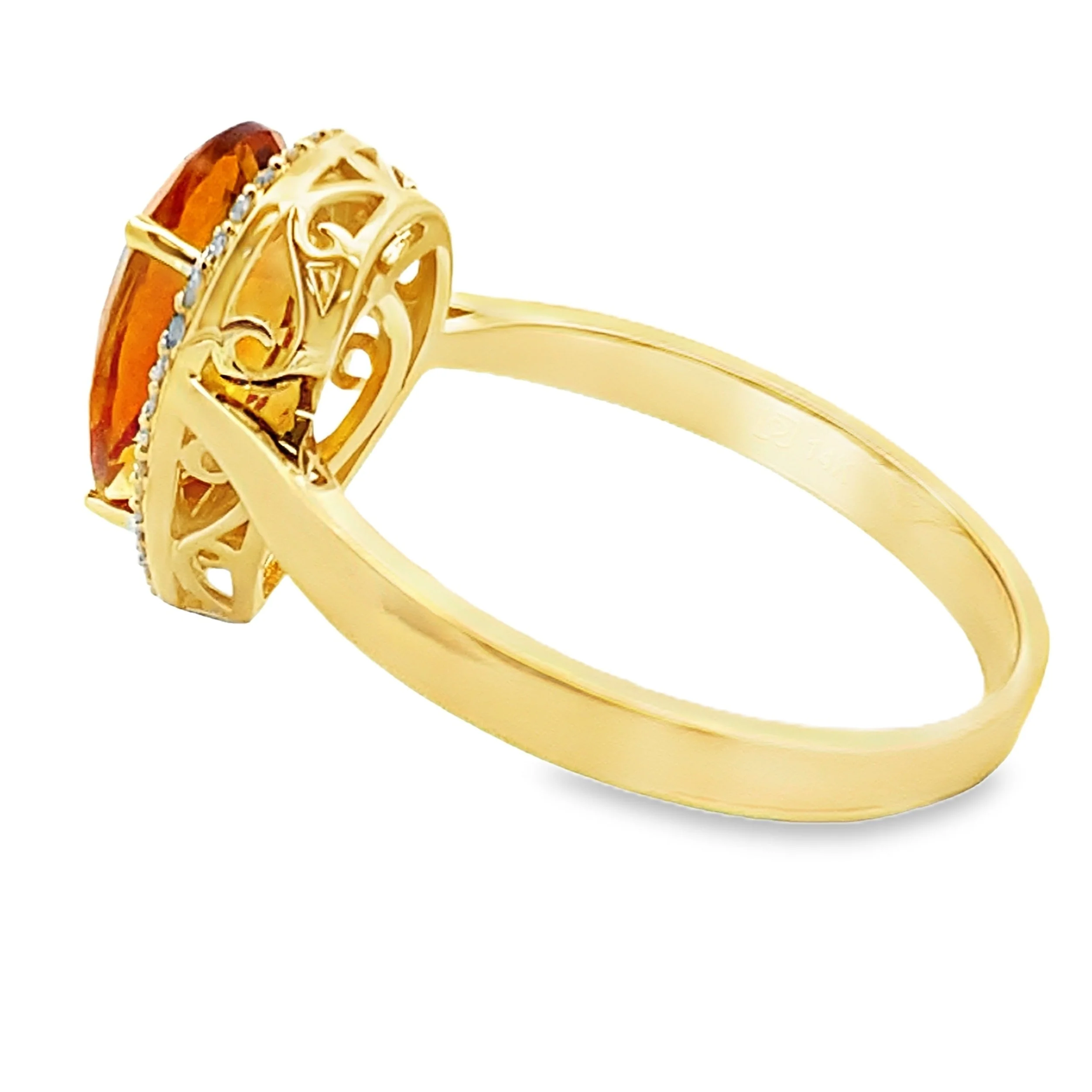 Genuine 2.93ct Citrine Diamond Ring 14KT Yellow Gold - Image 2