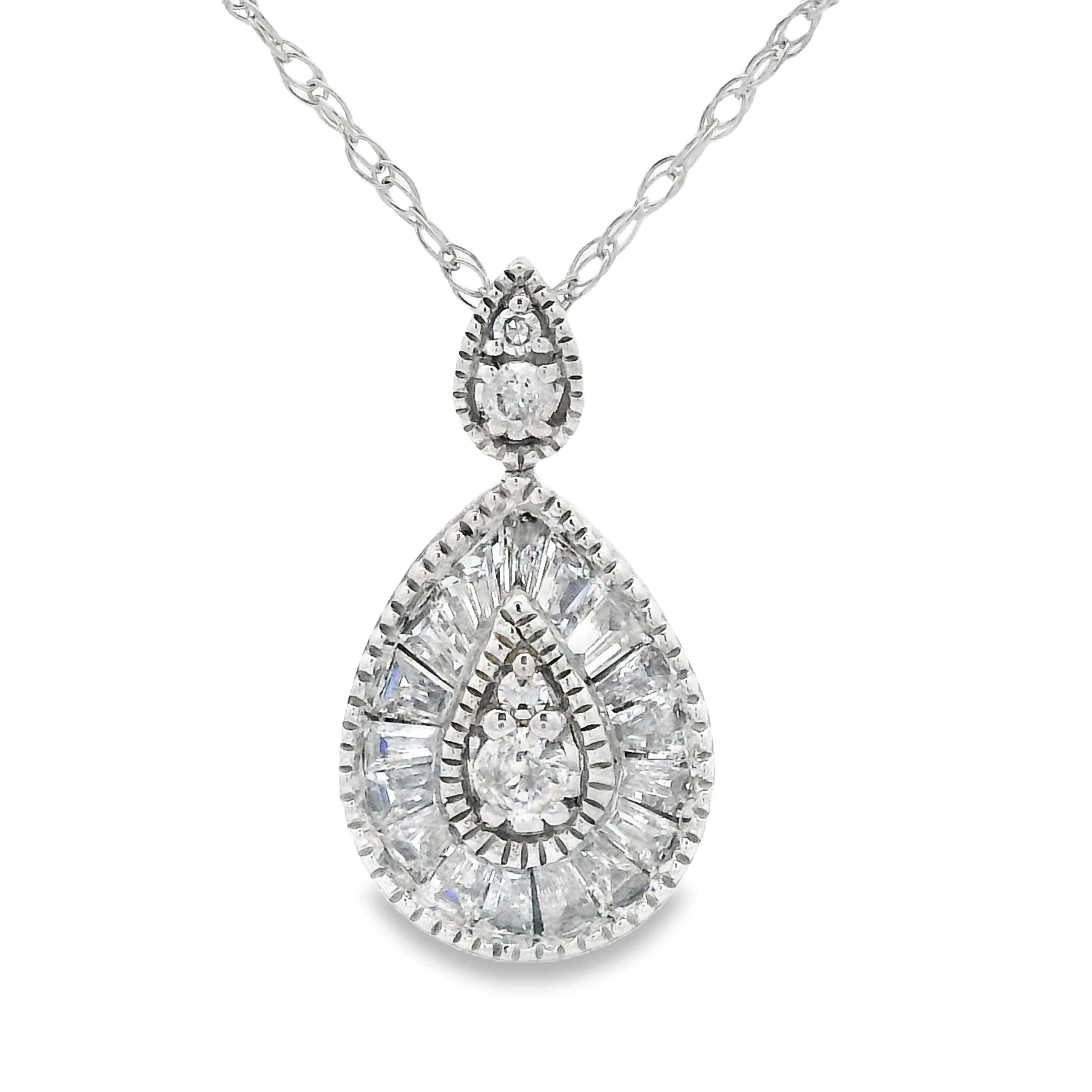 Genuine .32ct Diamond Fashion Pendants 14KT White Gold - Image 2