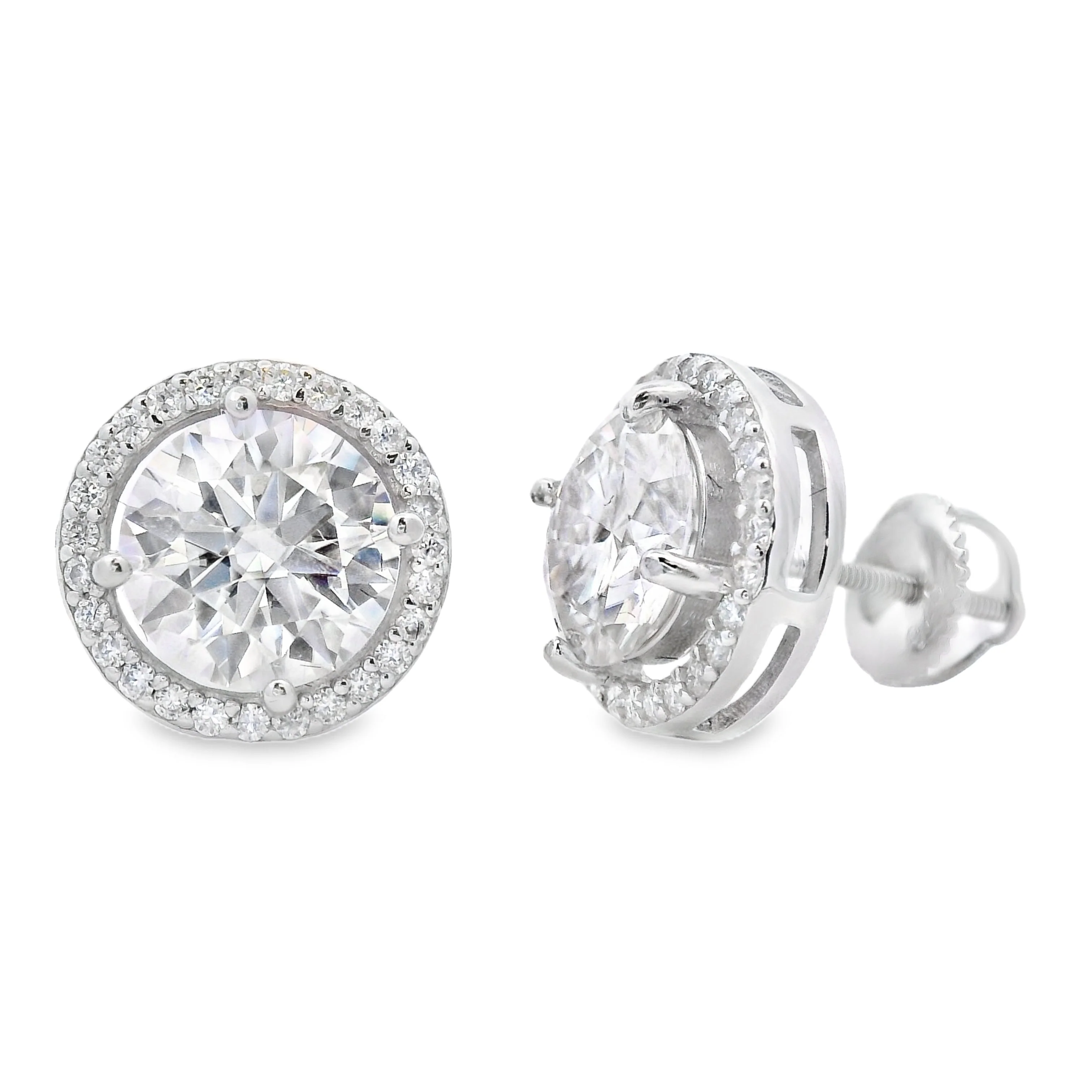 Genuine 4.33ct Moissanite Stud Earrings Sterling Silver