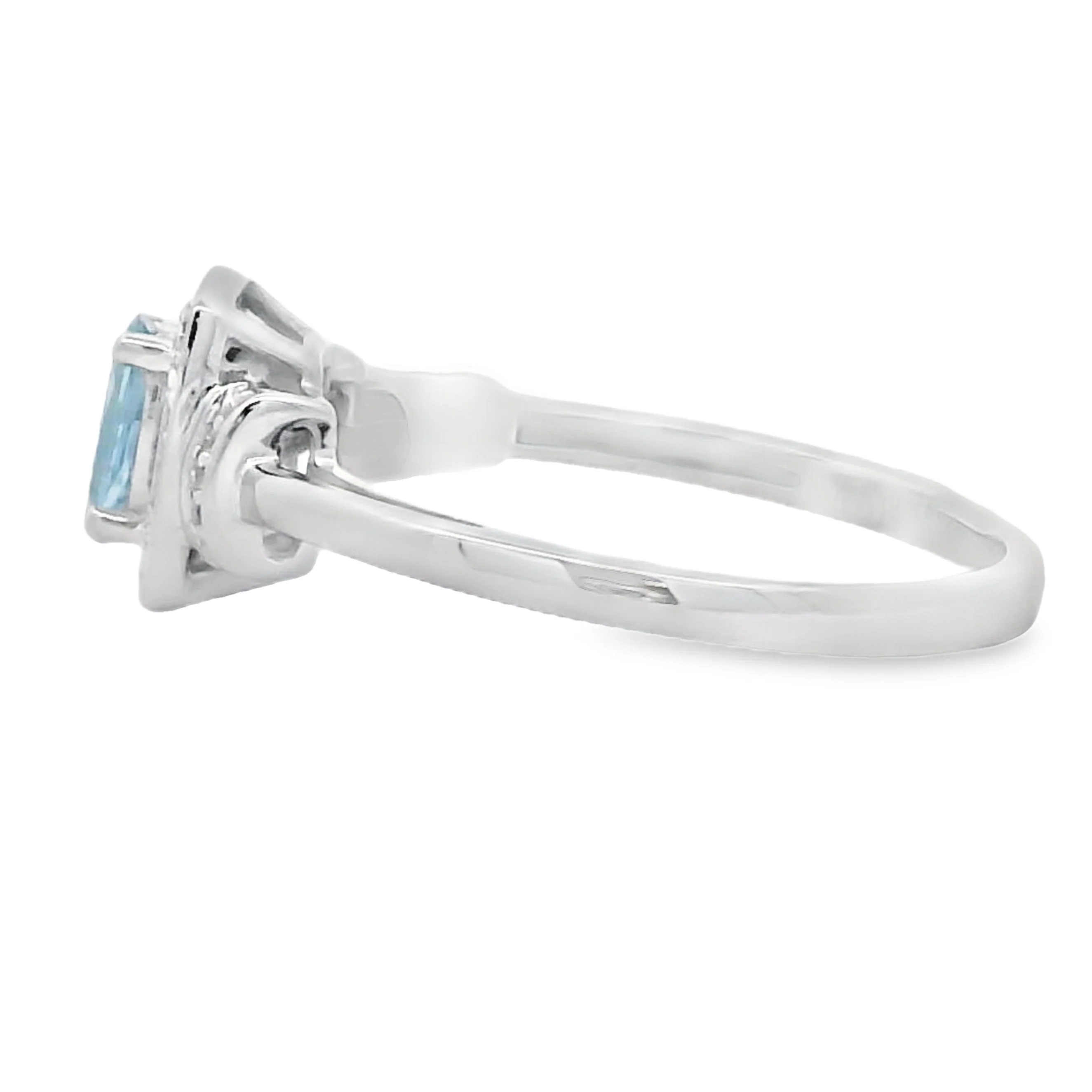 Genuine .45ct Aquamarine Diamond Ring 10KT White Gold - Image 2