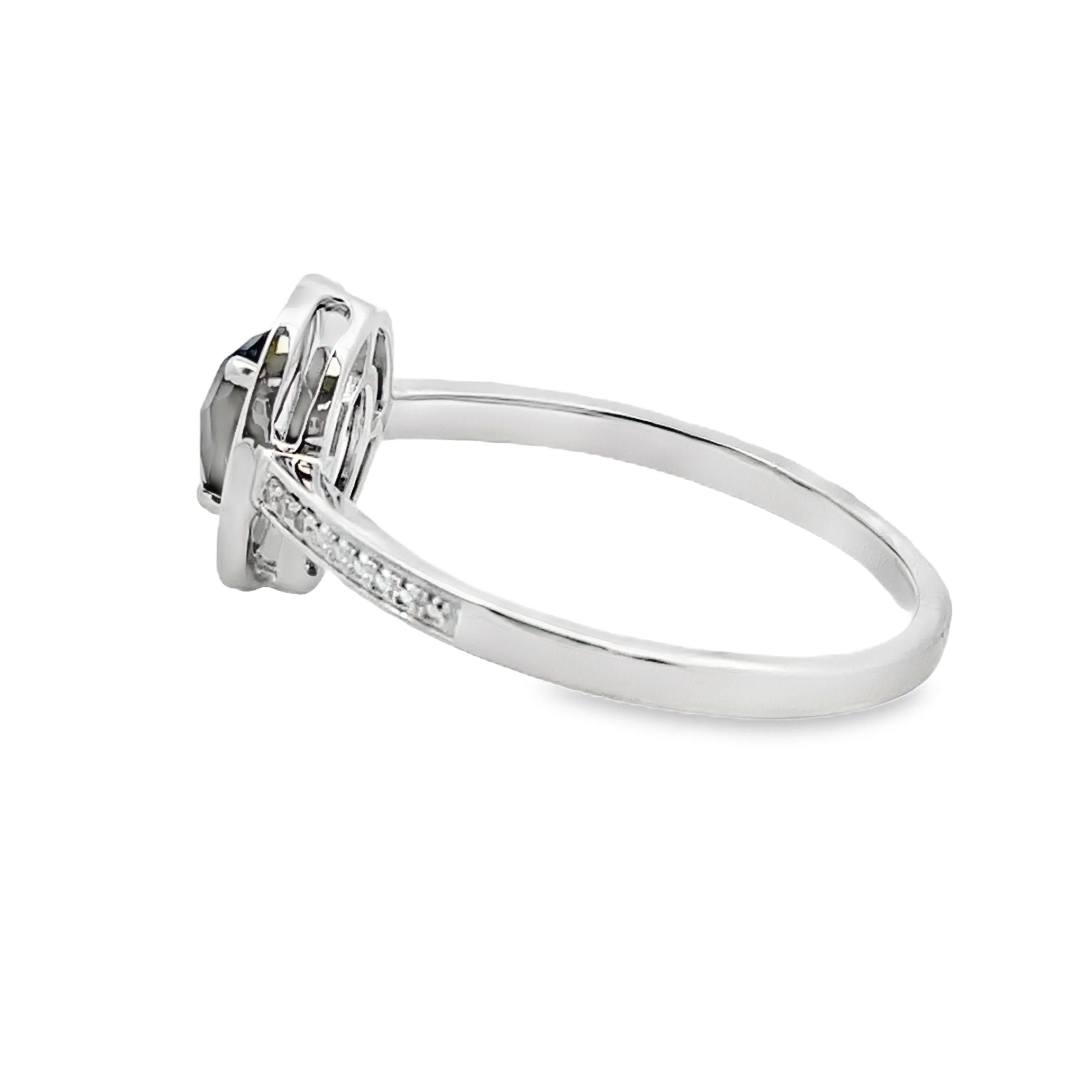 Genuine .55ct Onyx Diamond Ring 10KT White Gold - Image 2