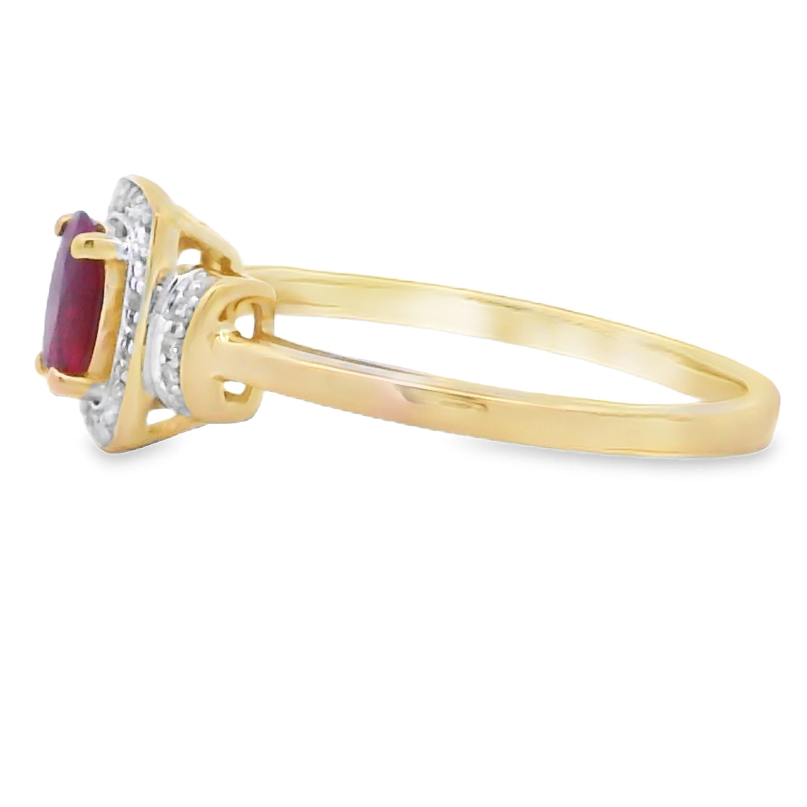 Genuine .65ct Ruby Diamond Ring 10KT Yellow Gold - Image 2