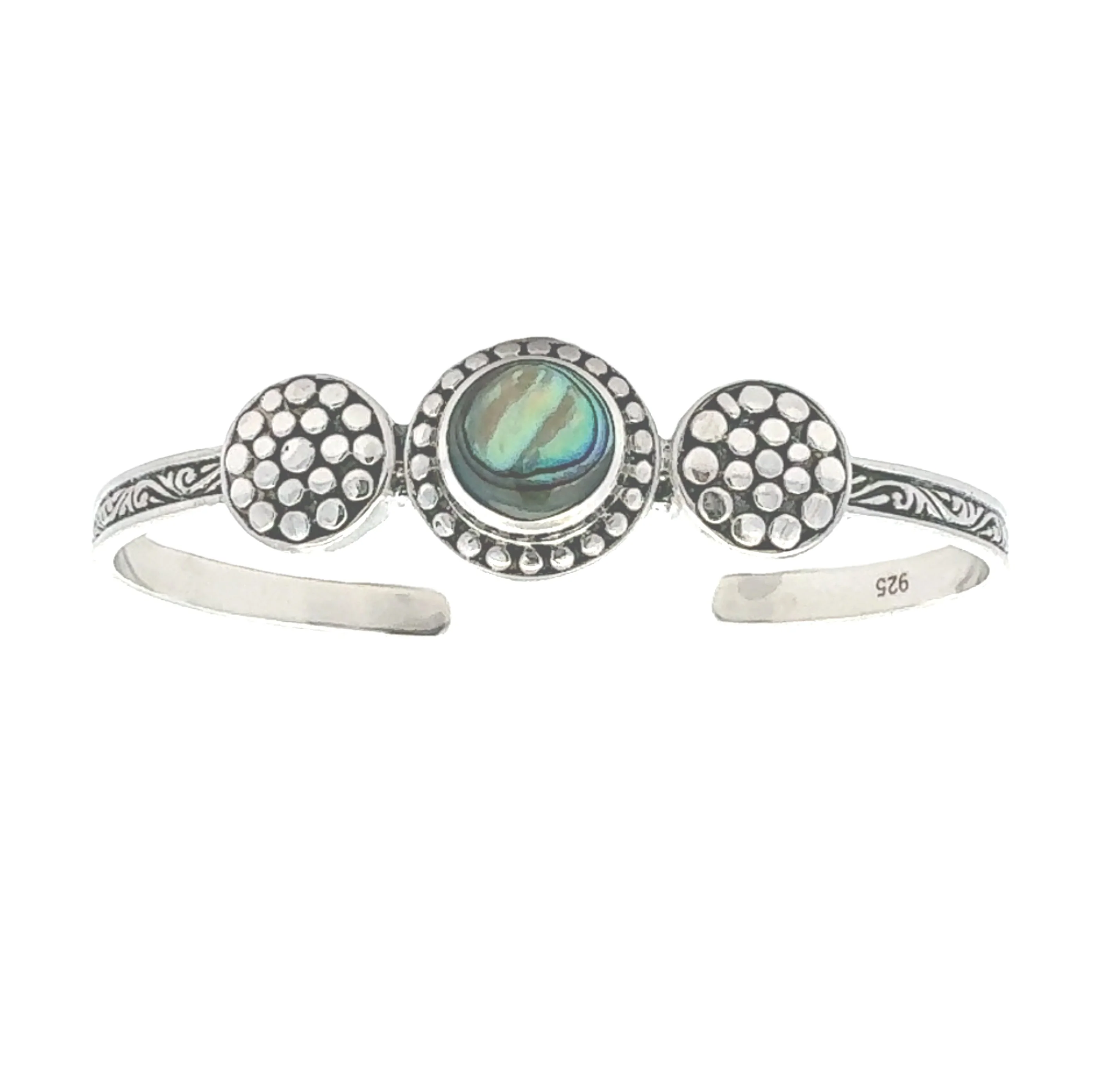 Genuine Abalone Bangle Bracelet Sterling Silver - Image 3