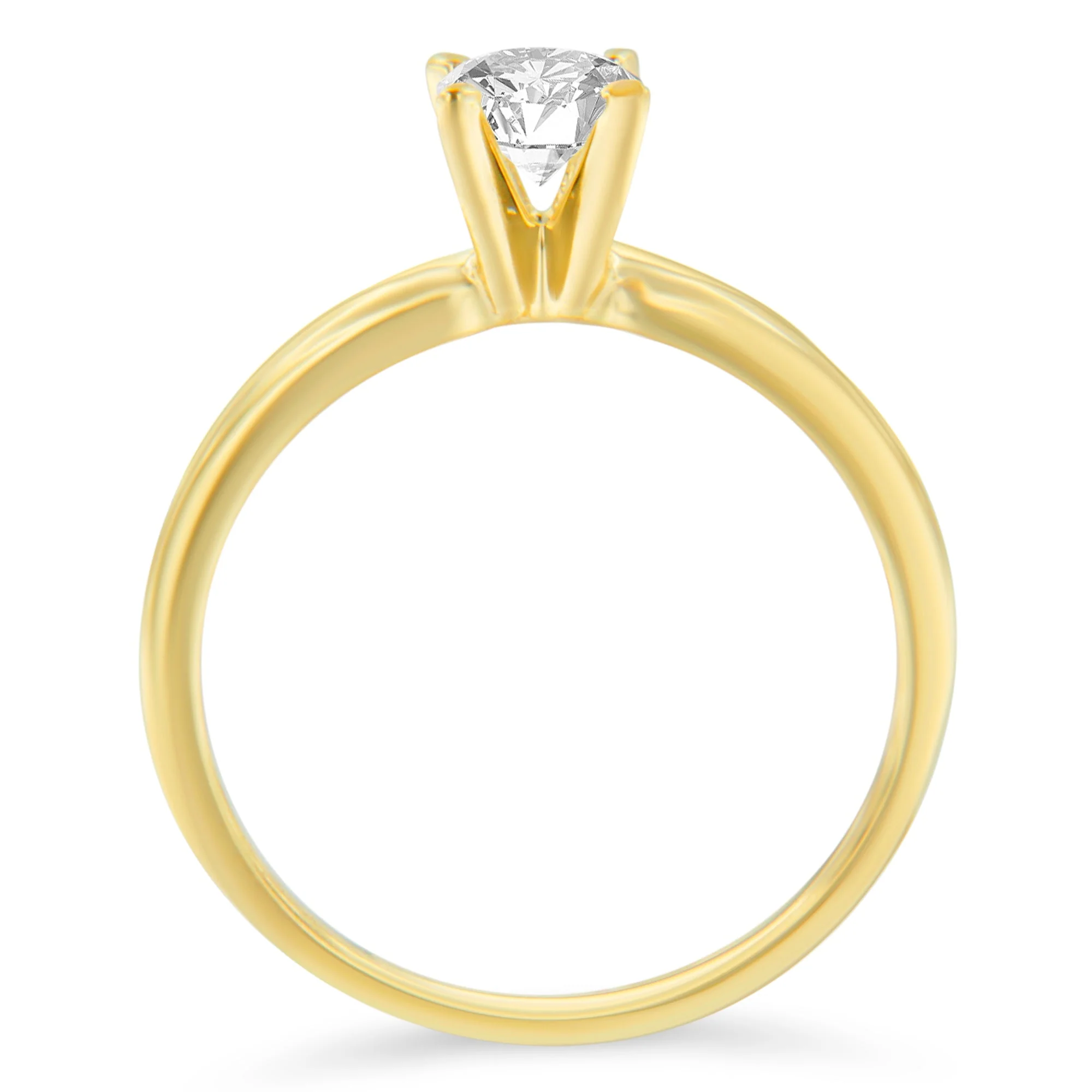 GIA Certified 14K Yellow Gold 1/2 Cttw Diamond Solitaire Engagement Ring (H Color, SI1 Clarity) - Size 6 - Image 2