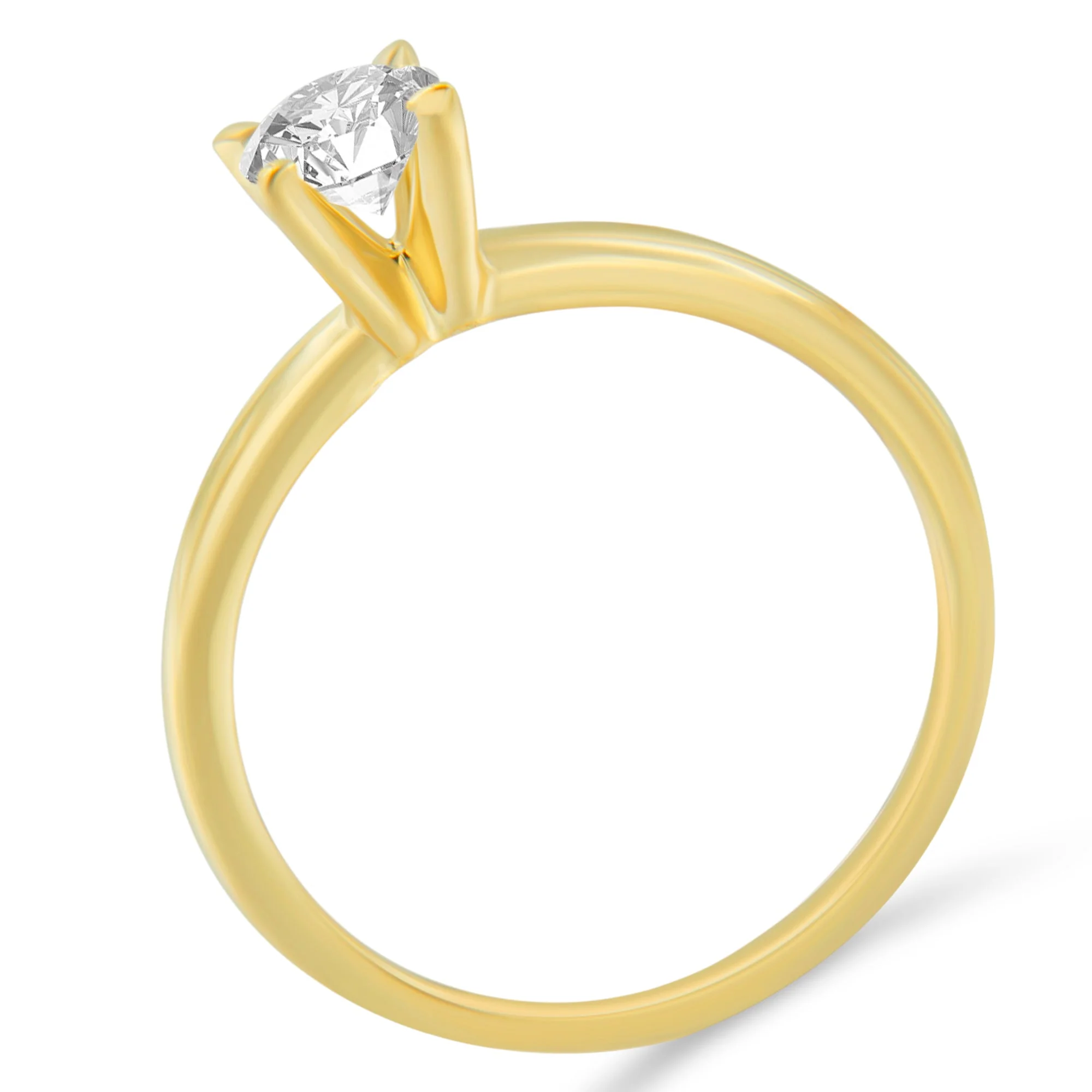 GIA Certified 14K Yellow Gold 1/2 Cttw Diamond Solitaire Engagement Ring (H Color, SI1 Clarity) - Size 6 - Image 4