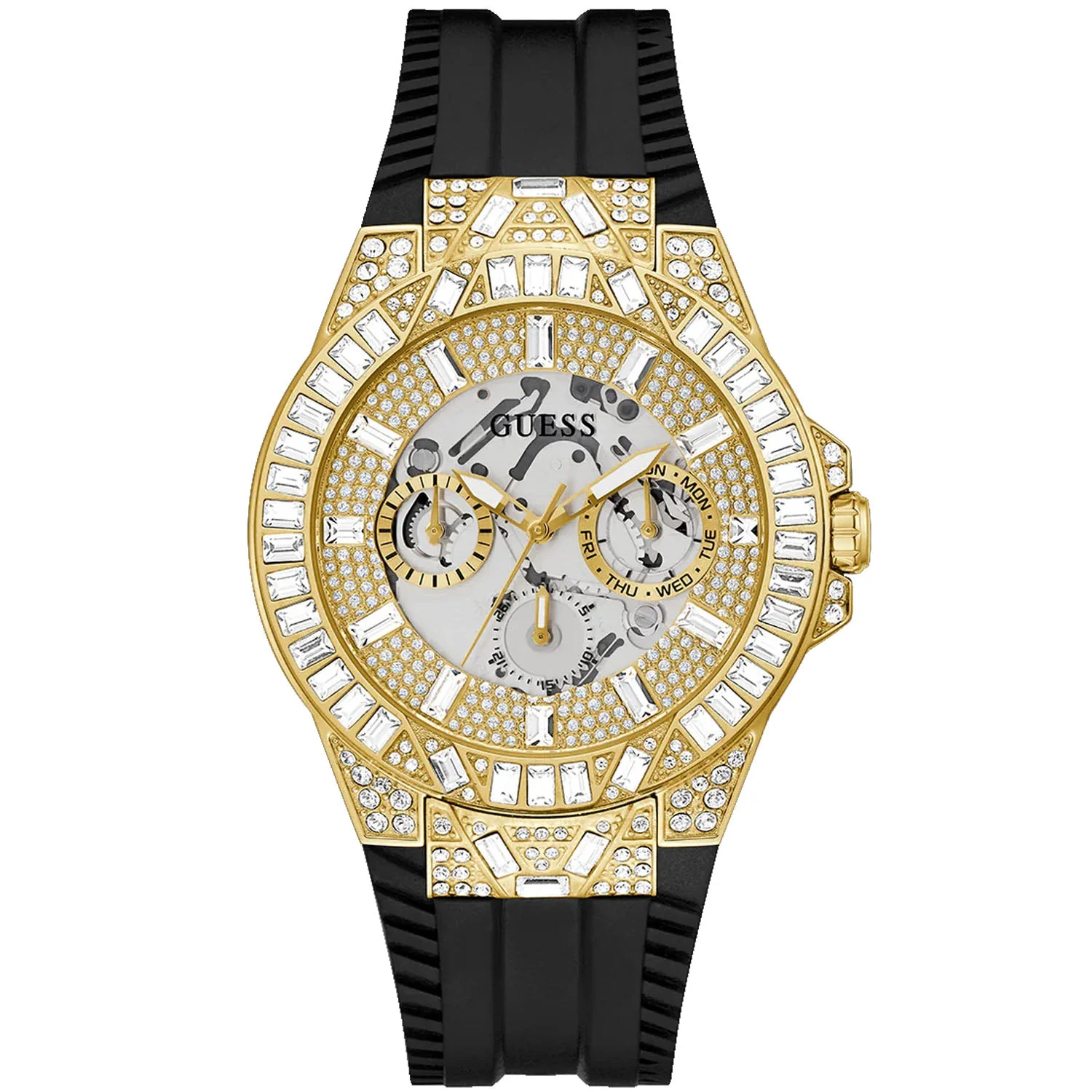 Guess Men's Black Gold Tone Multi-function - Image 2