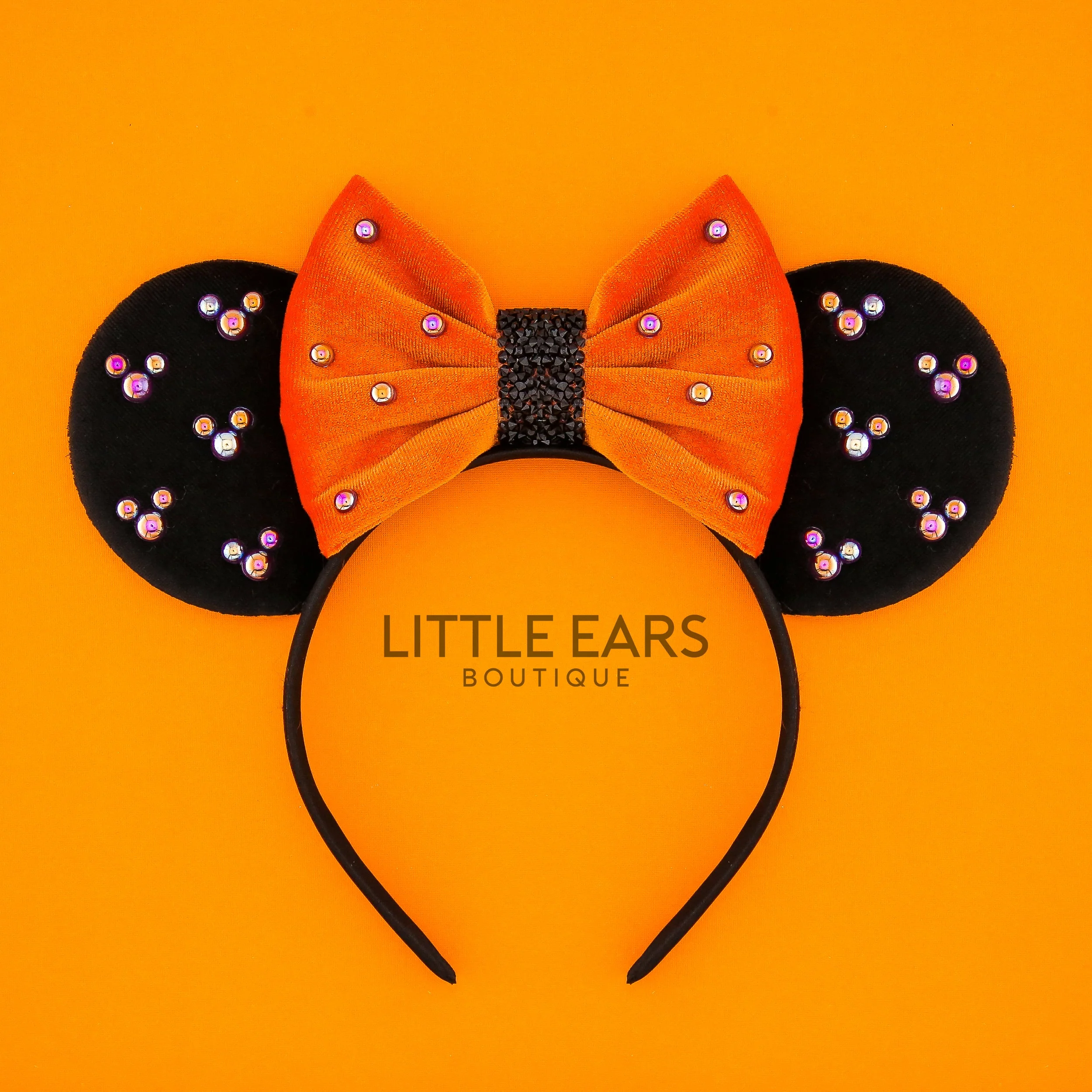 Halloween Pearls Orange Mickey Ears