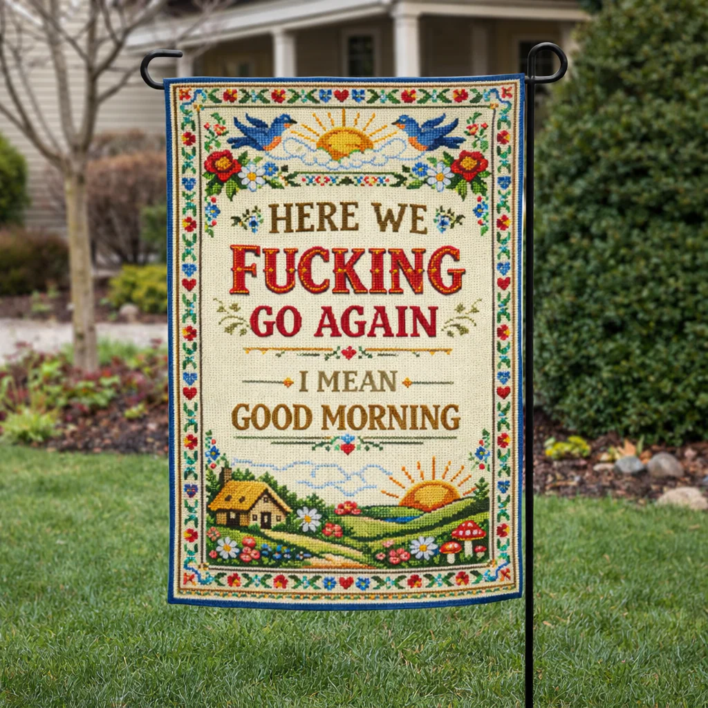 Here We F--king Go Again Garden Flag - Image 2