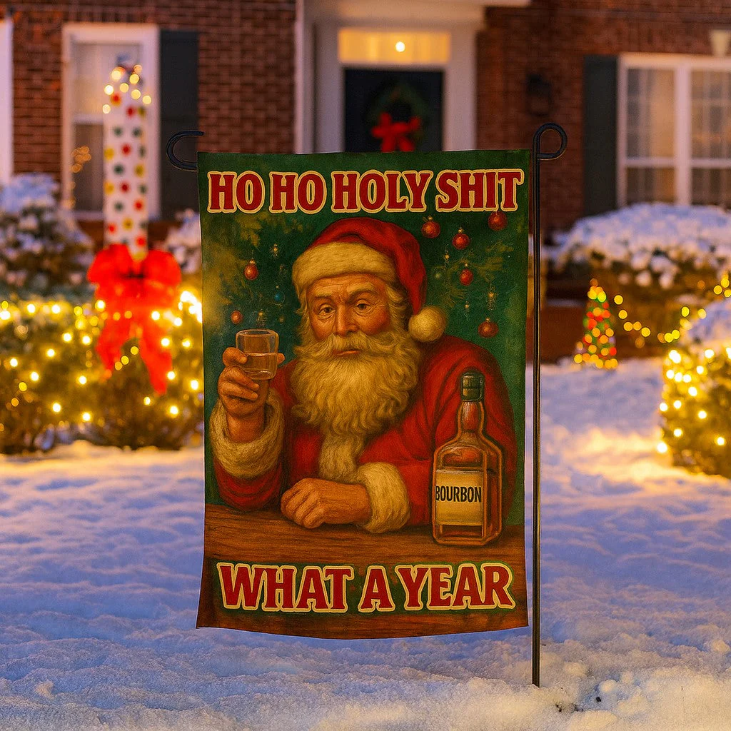 Ho Ho Holy Sh-t, What a Year Garden Flag - Image 2