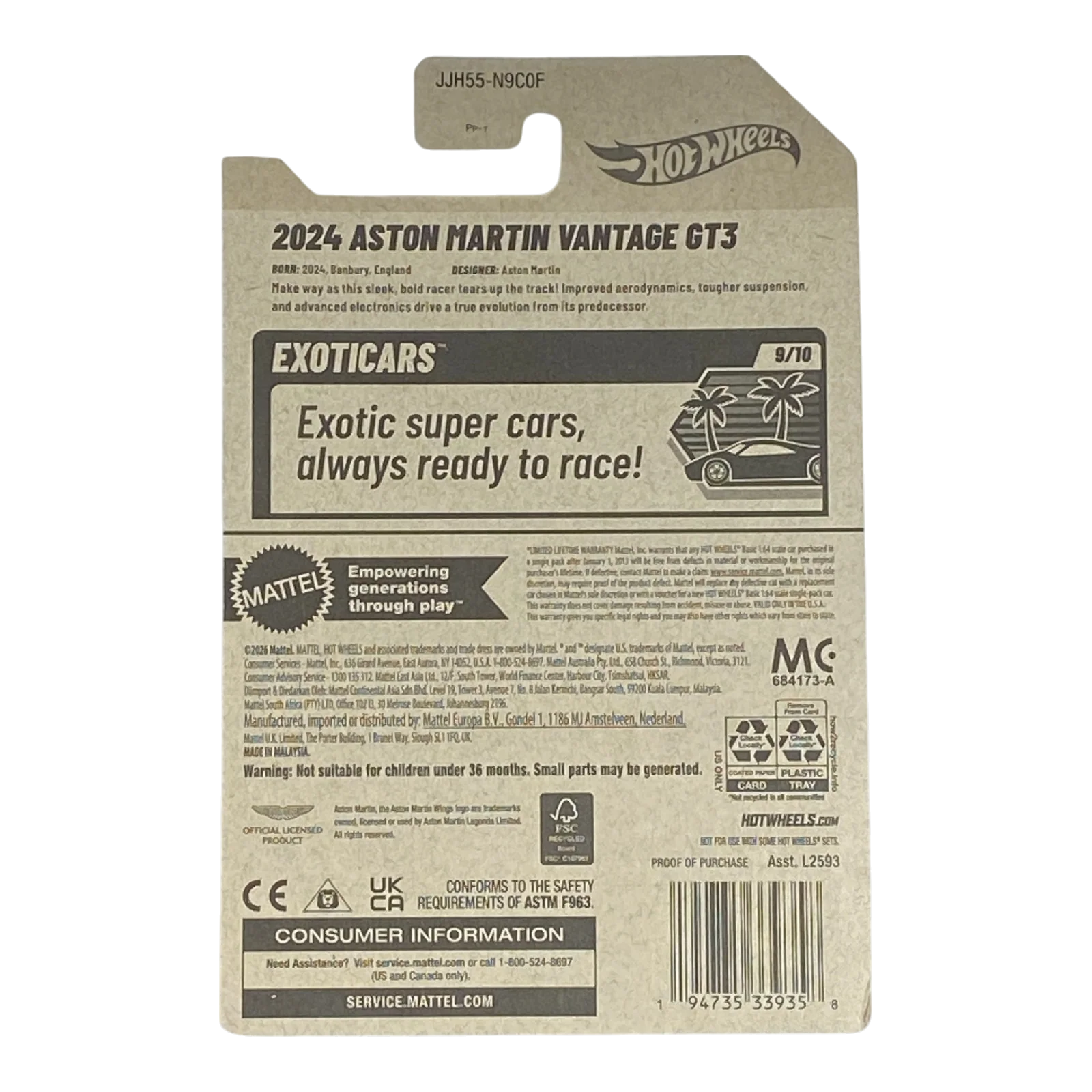 Hot Wheels 2024 Aston Martin Vantage GT3 - Exoticars Series 9/10 - Image 2
