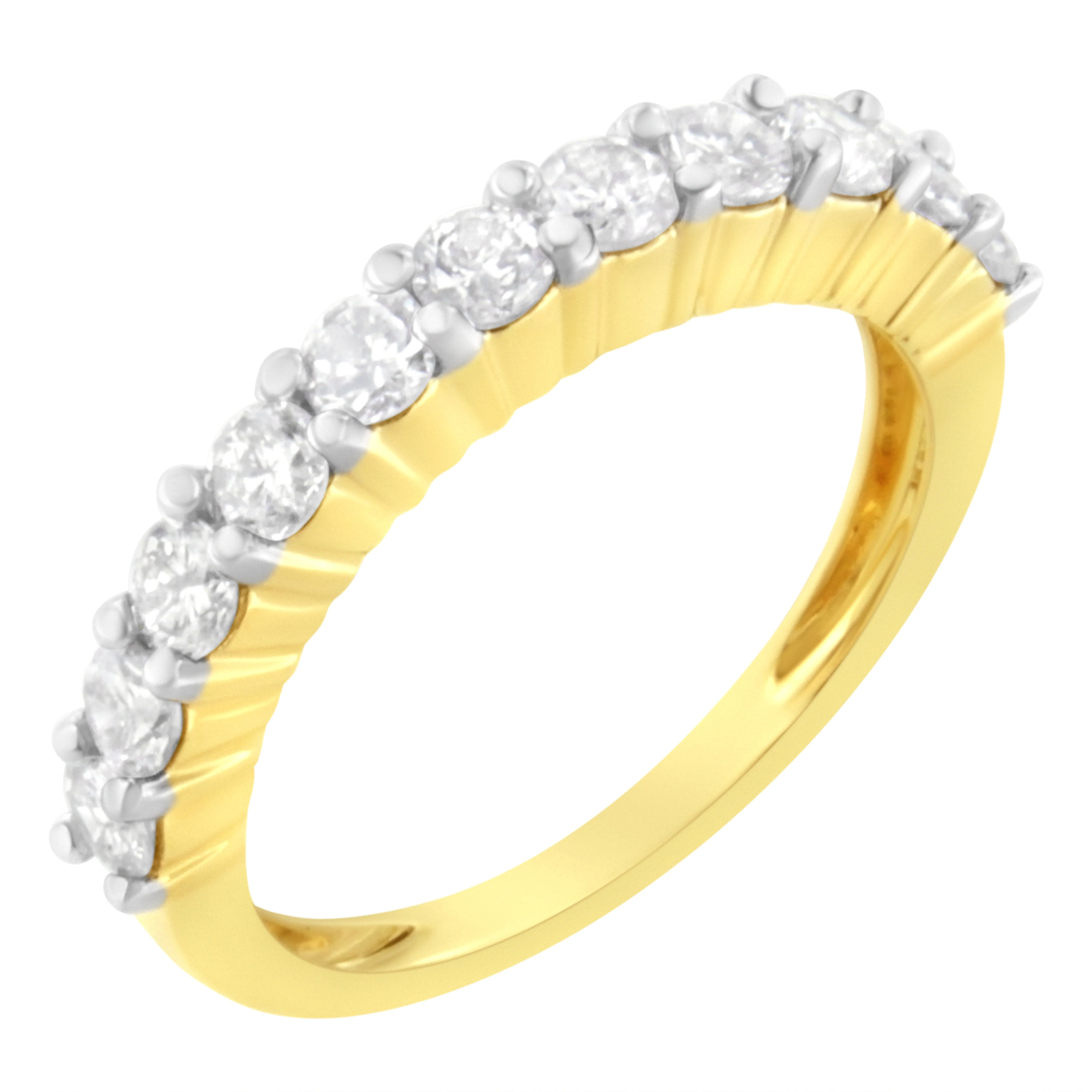 IGI Certified 1.0 Cttw Diamond 10K Yellow Gold Prong Set Fluted Band Style Wedding Ring (J-K Color, I1-I2 Clarity) - Size 7 - Image 7
