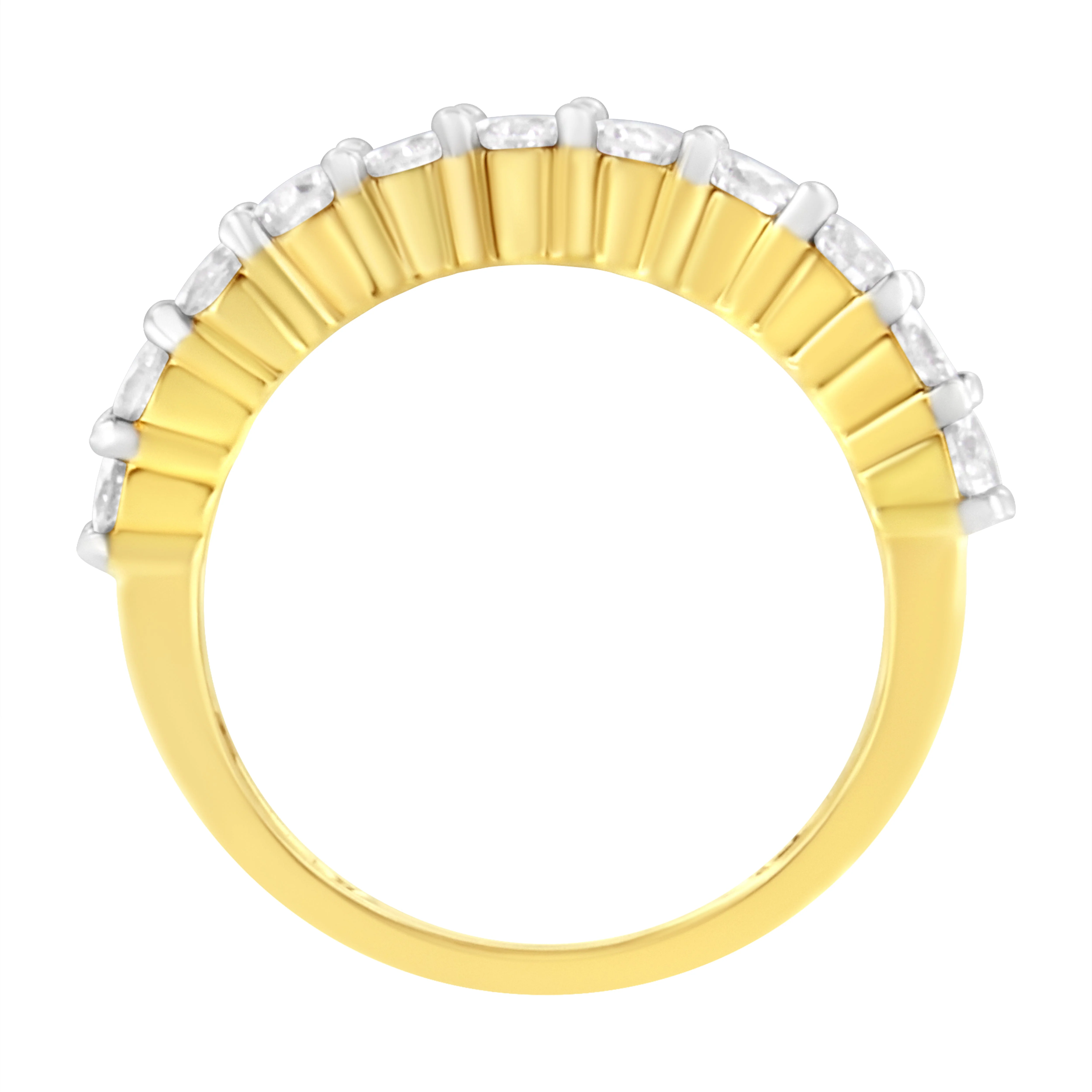 IGI Certified 1.0 Cttw Diamond 10K Yellow Gold Prong Set Fluted Band Style Wedding Ring (J-K Color, I1-I2 Clarity) - Size 7 - Image 9