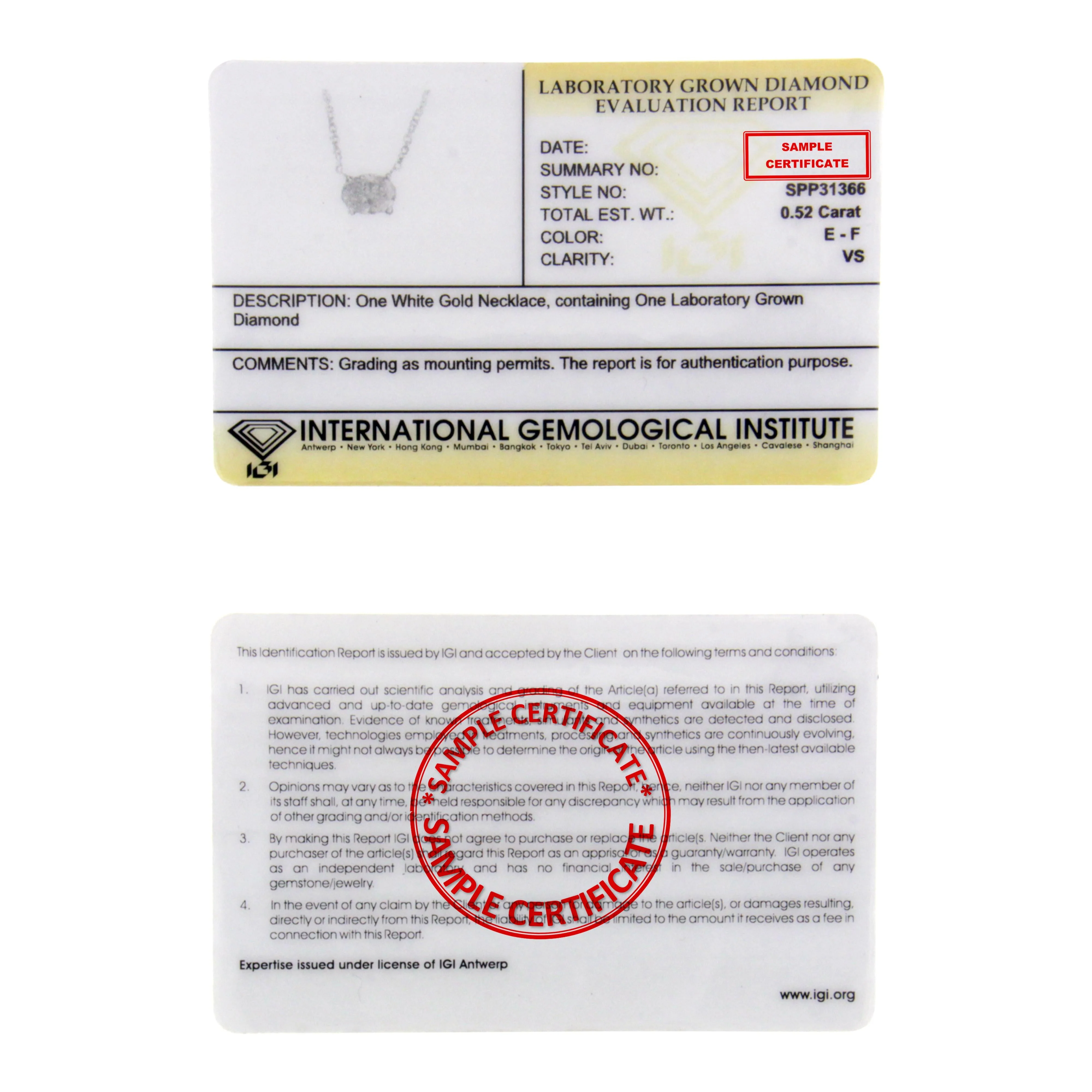 IGI Certified 10K White Gold 1/2 cttw Lab Grown Oval Shape Solitaire Diamond East West 18" Pendant Necklace (E-F Color, VS1-VS2 Clarity) - Image 5