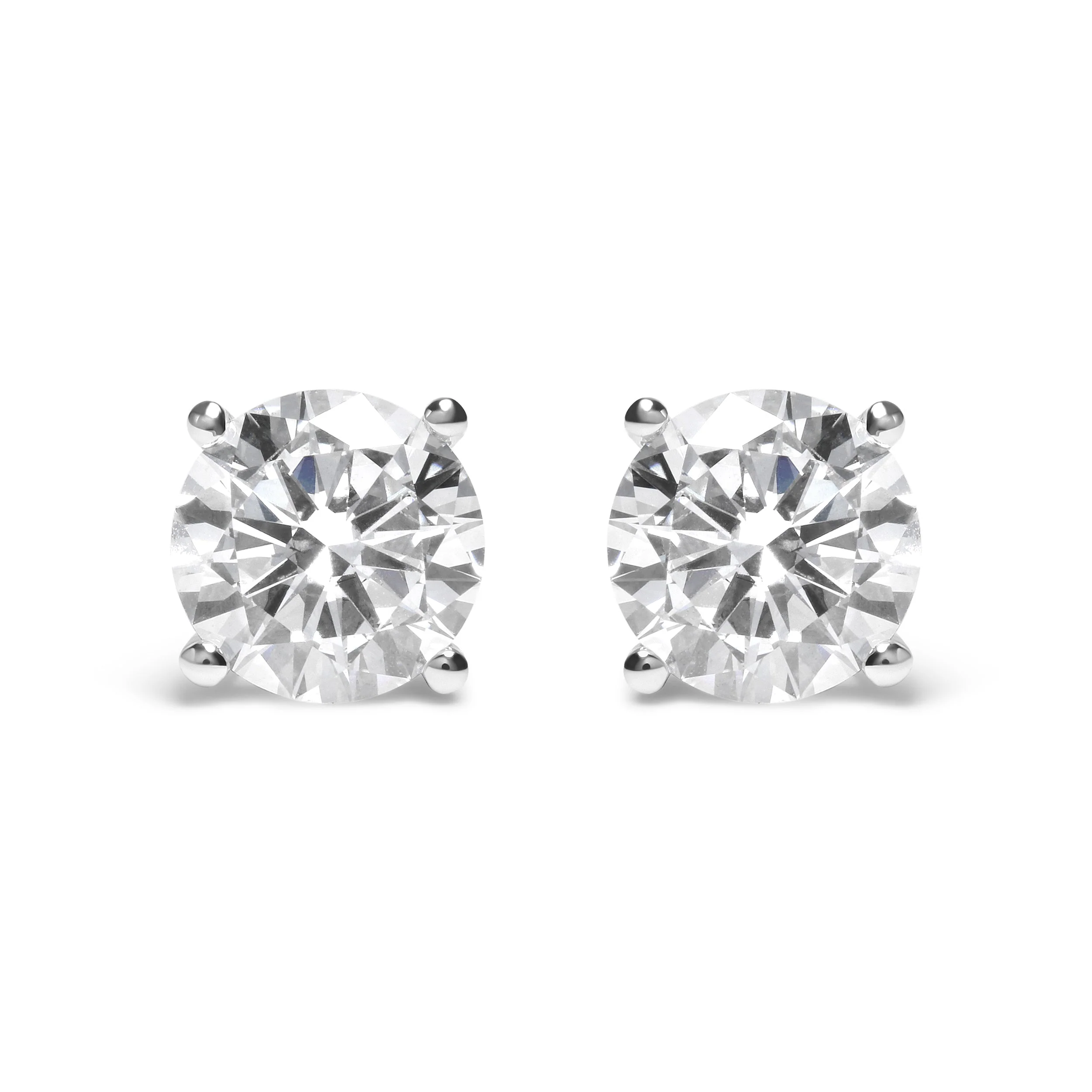 IGI Certified 14K White Gold 5.00 Cttw Round Brilliant-Cut Lab Grown Diamond Classic 4-Prong Stud Earrings with Screw Backs (F-G Color, SI1 Clarity)