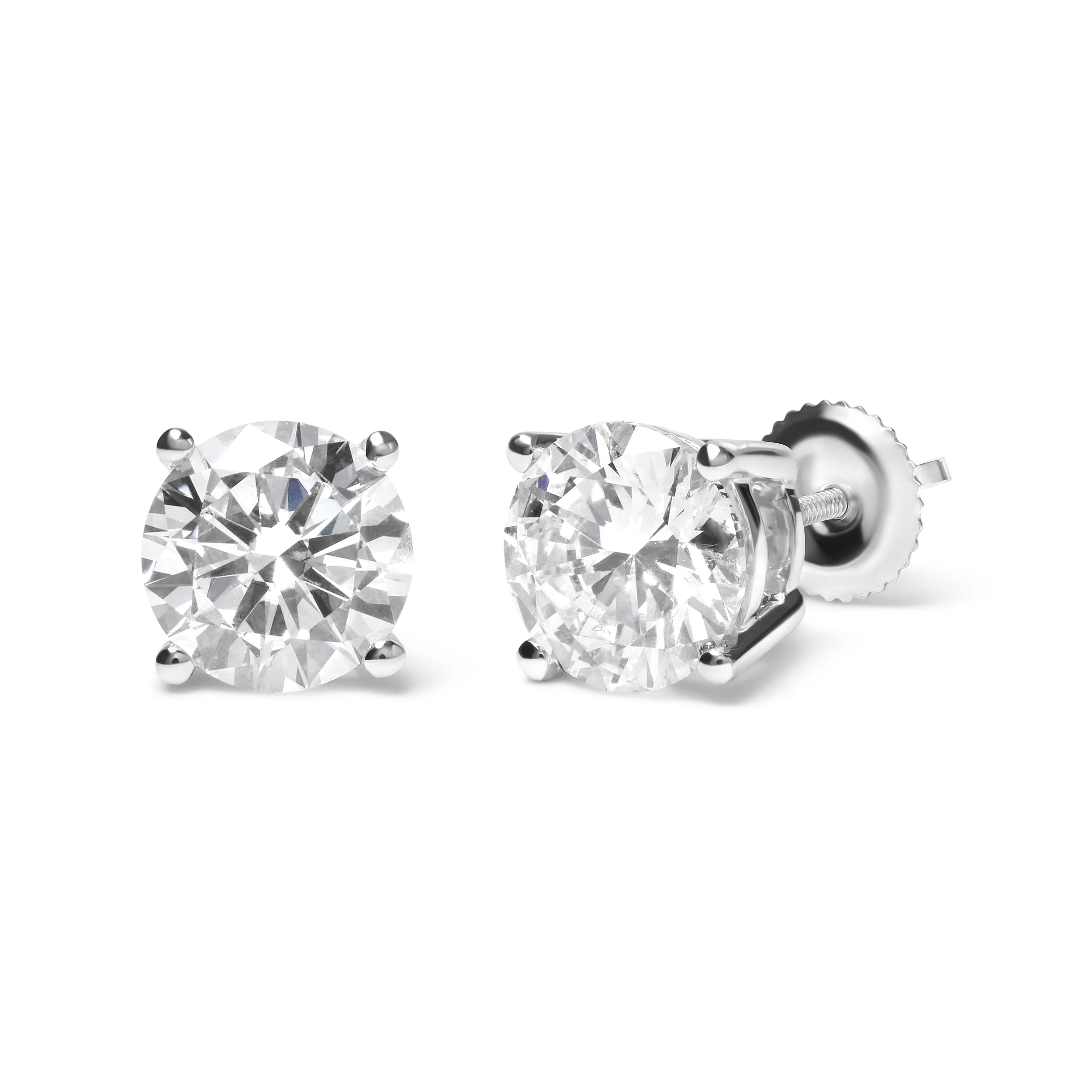 IGI Certified 14K White Gold 5.00 Cttw Round Brilliant-Cut Lab Grown Diamond Classic 4-Prong Stud Earrings with Screw Backs (F-G Color, SI1 Clarity) - Image 6