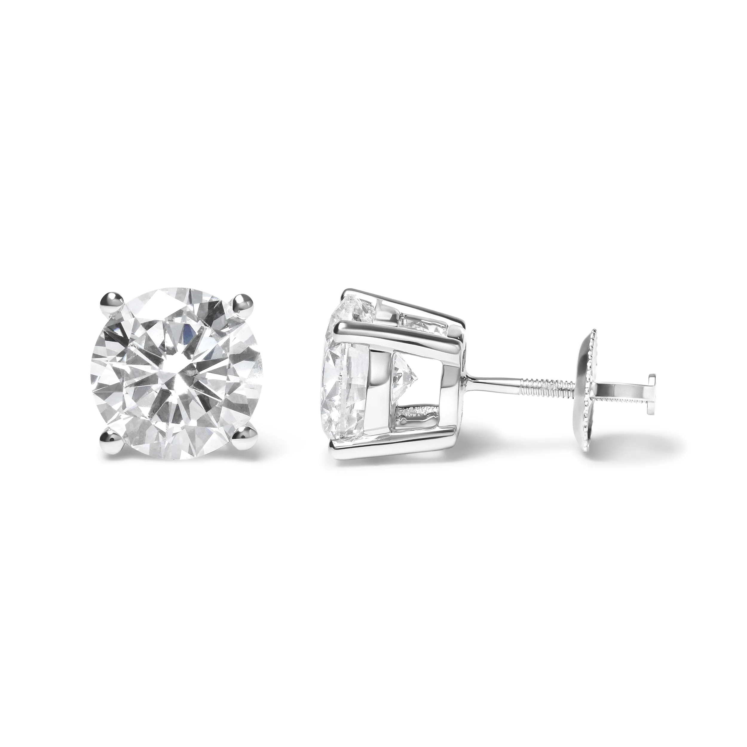 IGI Certified 14K White Gold 5.00 Cttw Round Brilliant-Cut Lab Grown Diamond Classic 4-Prong Stud Earrings with Screw Backs (F-G Color, SI1 Clarity) - Image 7