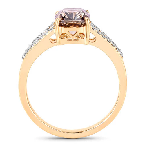 IGI Certified 2.02 Carat Genuine Brown Diamond Center and 0.22cttw White Diamond 18K Yellow Gold Ring (2.24cttw) - Image 6