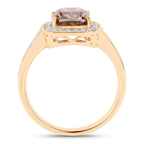 IGI Certified 2.19 Carat Genuine Brown Diamond Center and 0.36cttw White Diamond 18K Yellow Gold Ring (2.55cttw) - Image 6