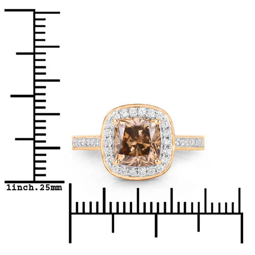 IGI Certified 2.19 Carat Genuine Brown Diamond Center and 0.36cttw White Diamond 18K Yellow Gold Ring (2.55cttw) - Image 7