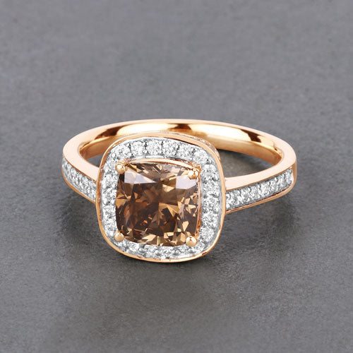 IGI Certified 2.19 Carat Genuine Brown Diamond Center and 0.36cttw White Diamond 18K Yellow Gold Ring (2.55cttw) - Image 8
