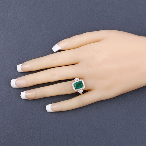 IGI Certified 2.87 Carat Genuine Zambian Emerald and White Diamond 14K Yellow Gold Ring - Image 8