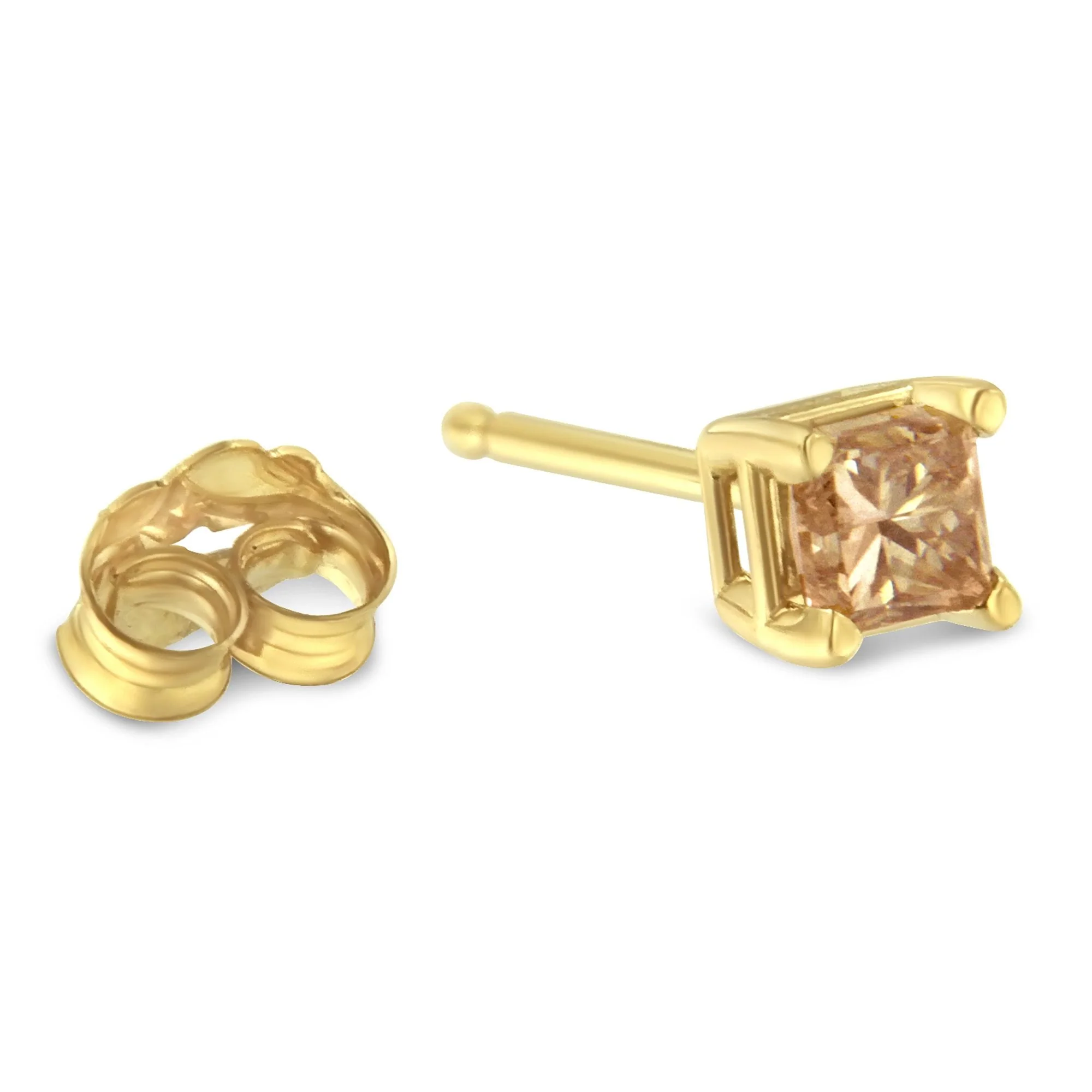 IGI Certified 3/8 Cttw Princess-Cut Square Diamond 4-Prong Solitaire Stud Earrings in 14K Yellow Gold (L-M Color, I1-I2 Clarity) - Image 4